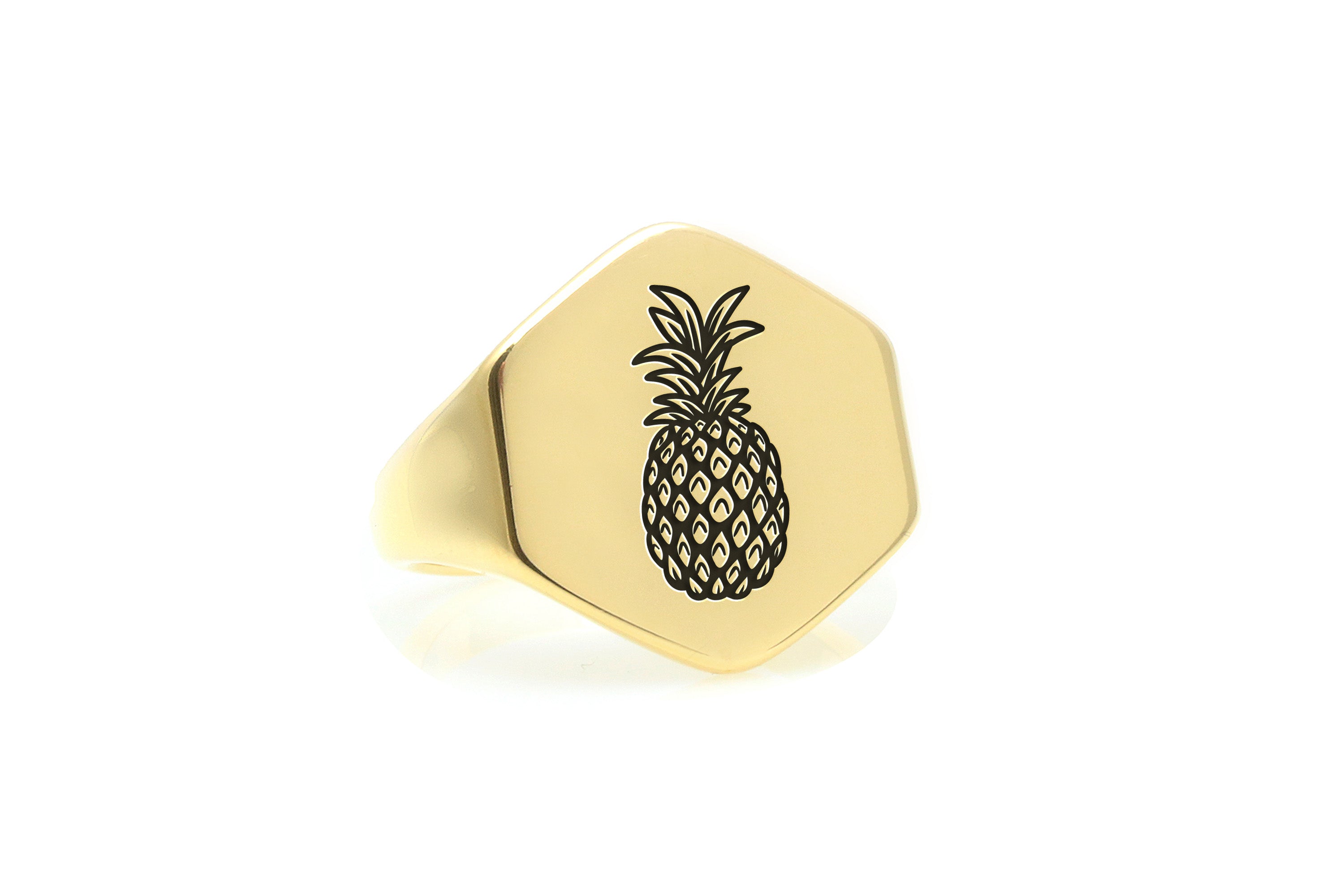 14k Gold Pineapple Signet Ring