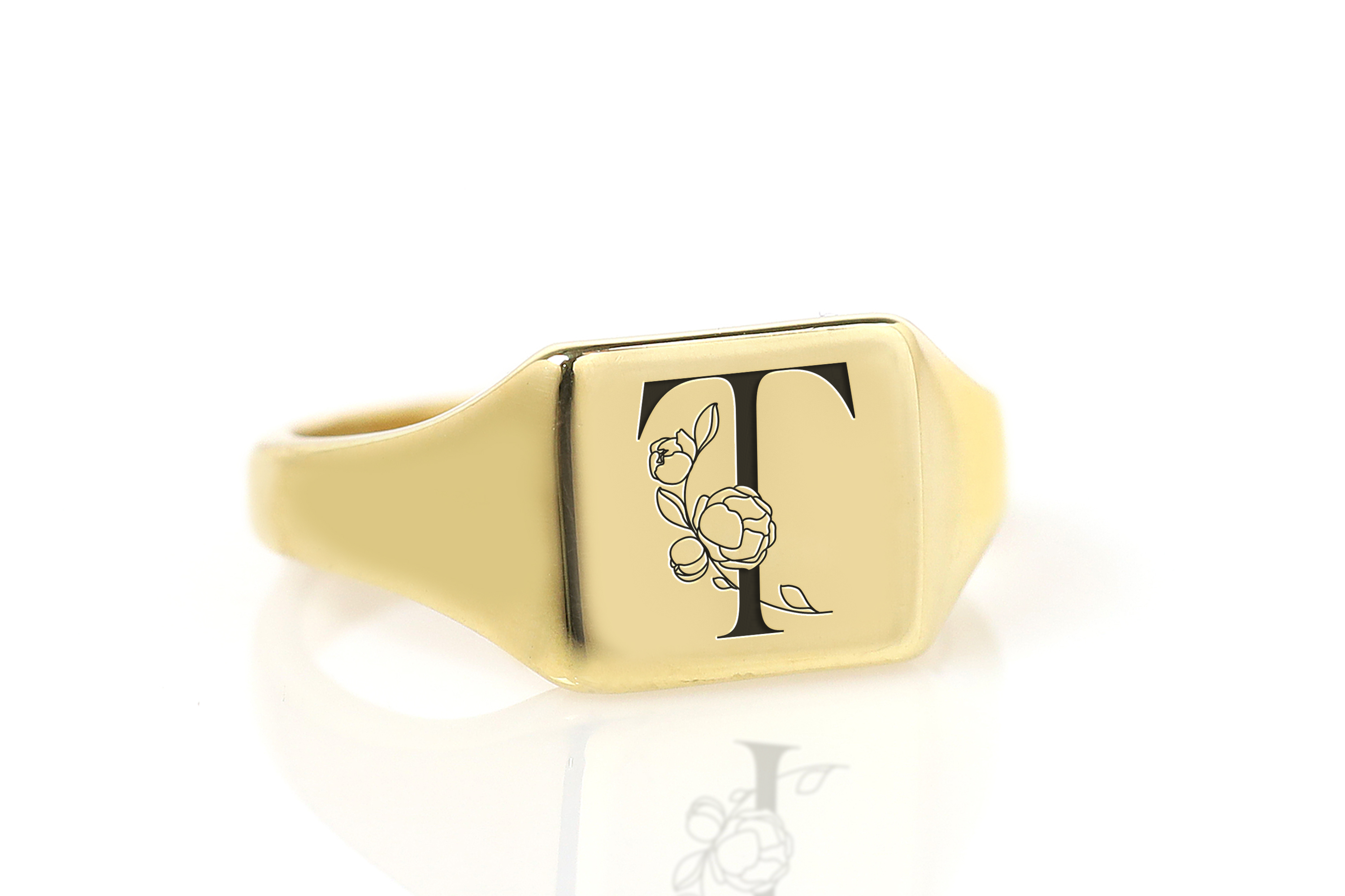 24k Gold Name Initial Ring