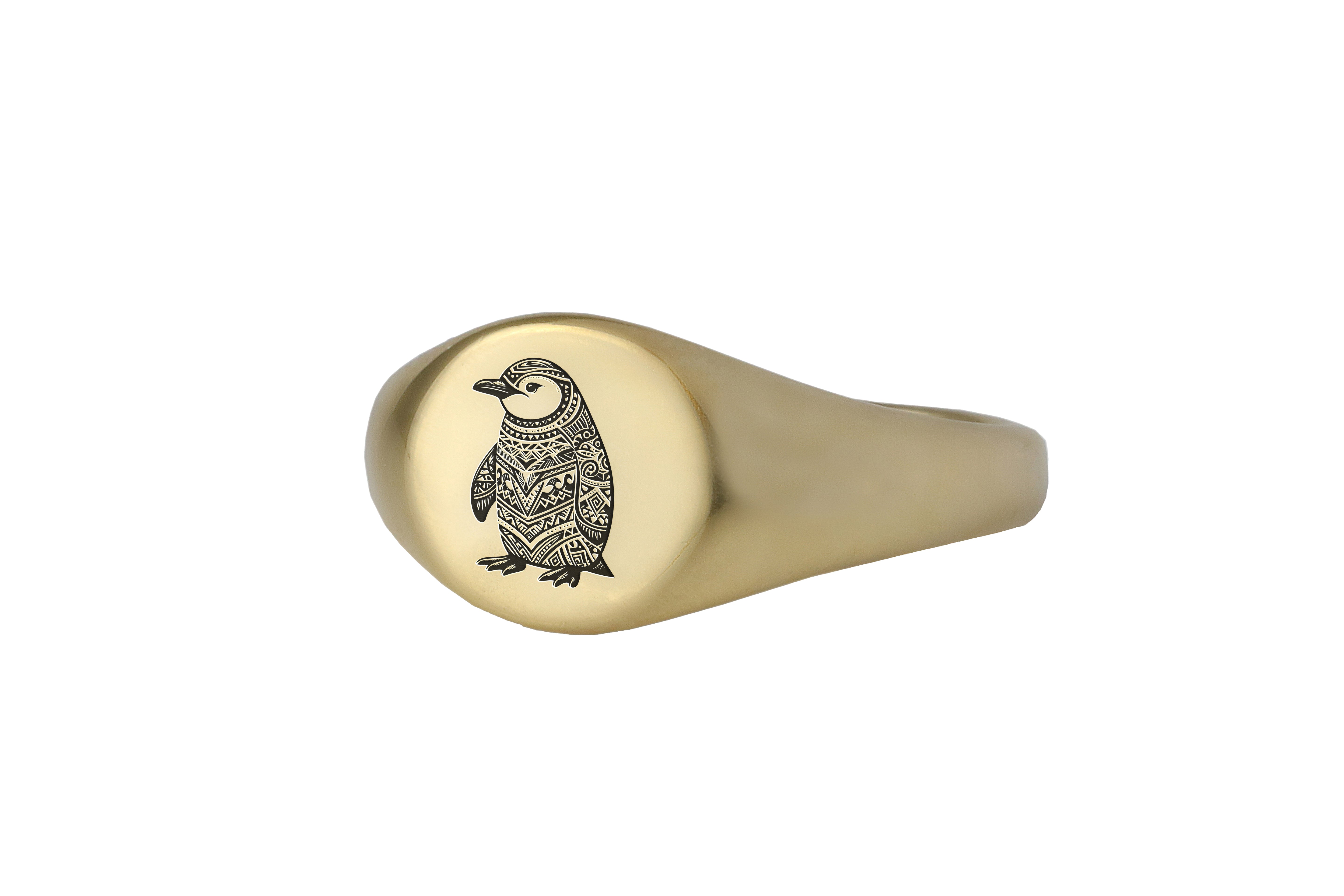 Cute Penguin Gold Signet Ring