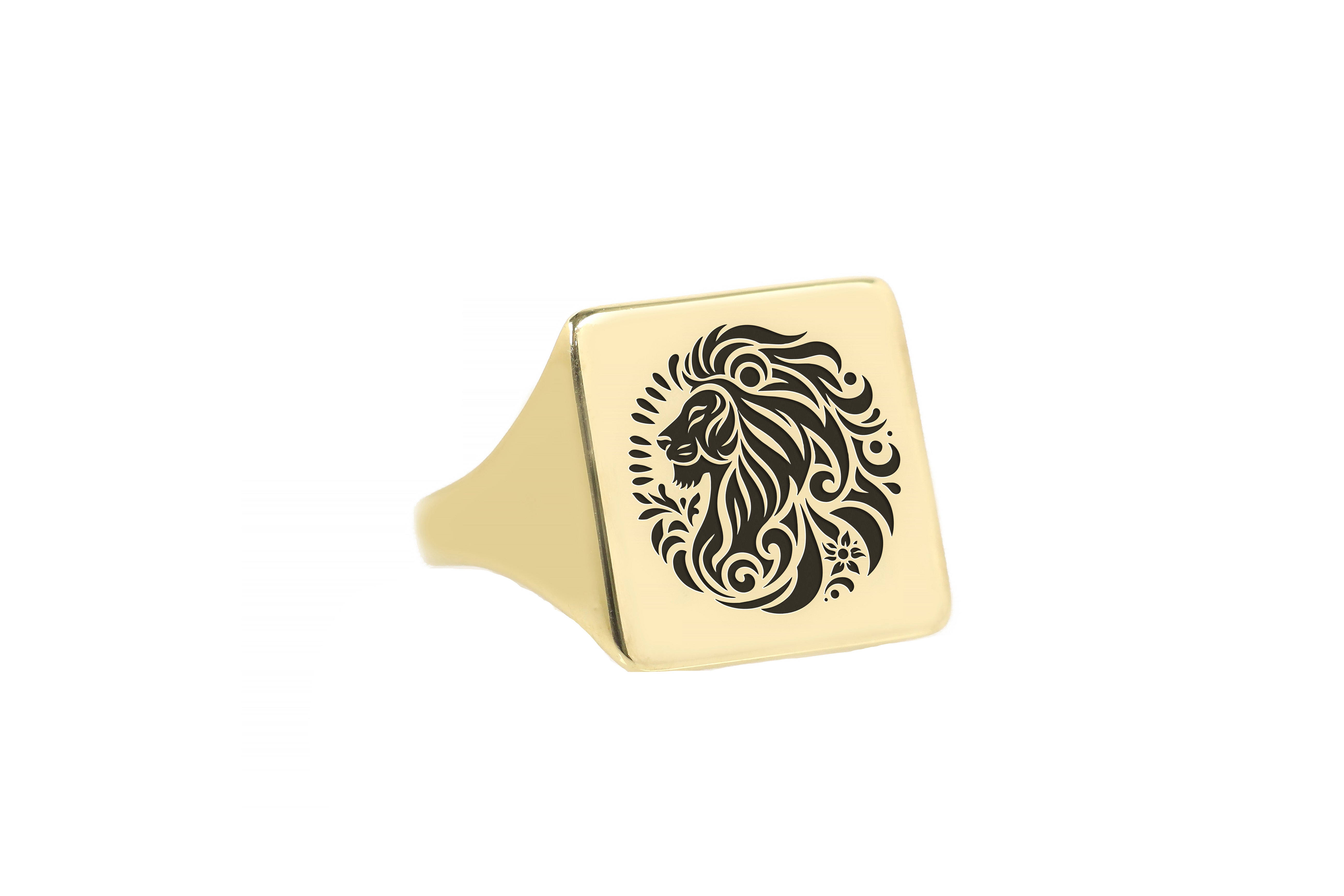 African Lion Gold Signet Ring