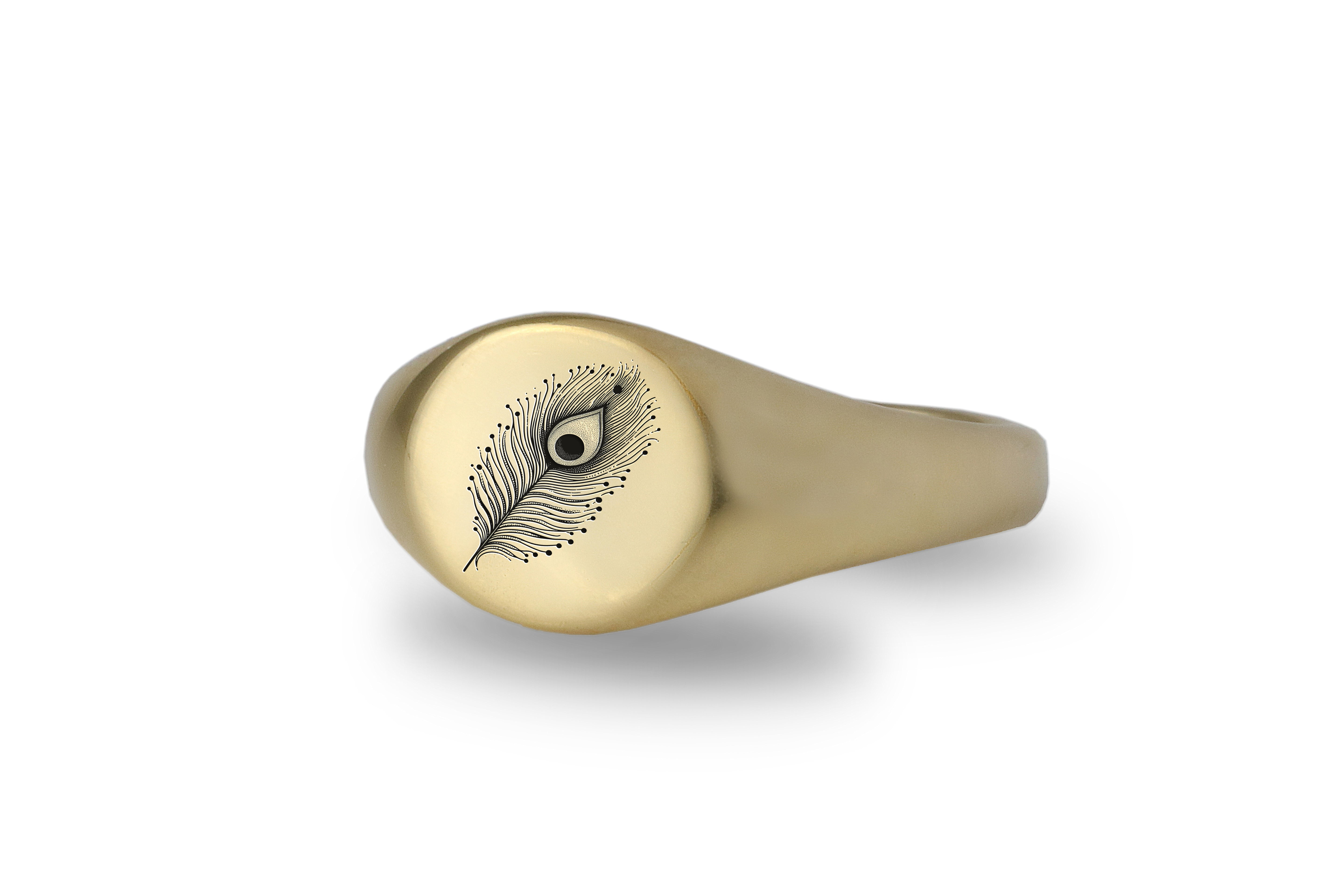 Engraved Peacock Feather Ring