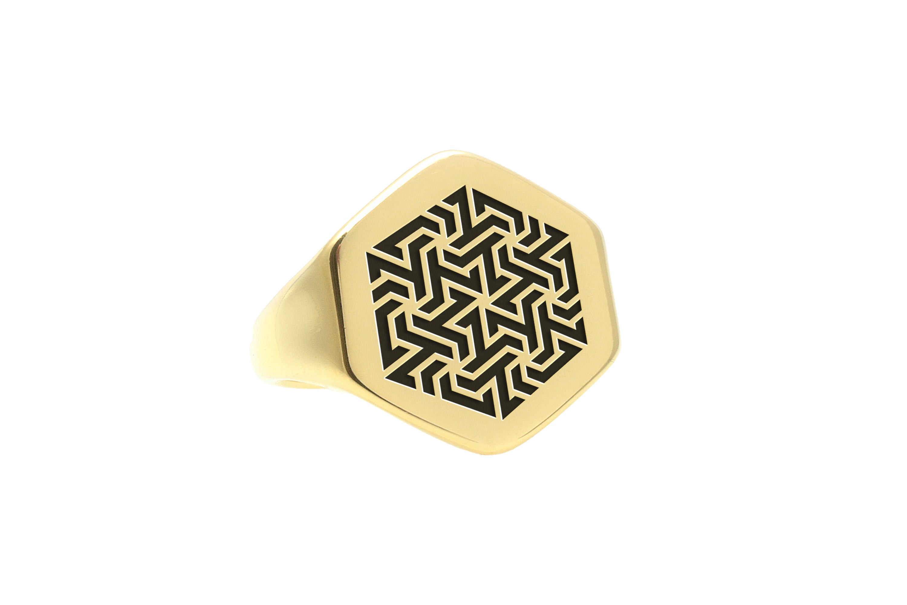 Engraved Maze Signet Ring