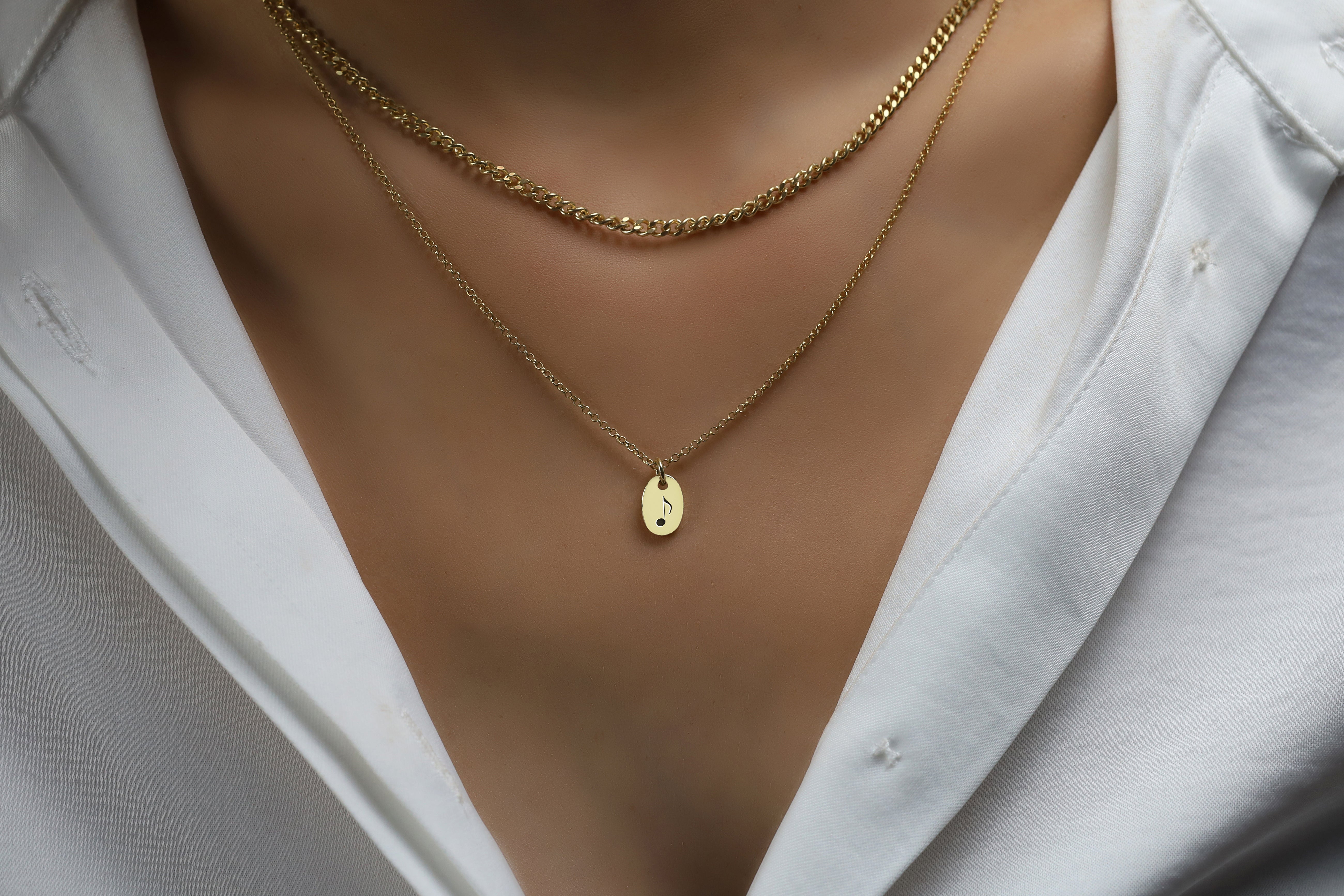 Engraved Music Quaver Note Pendant