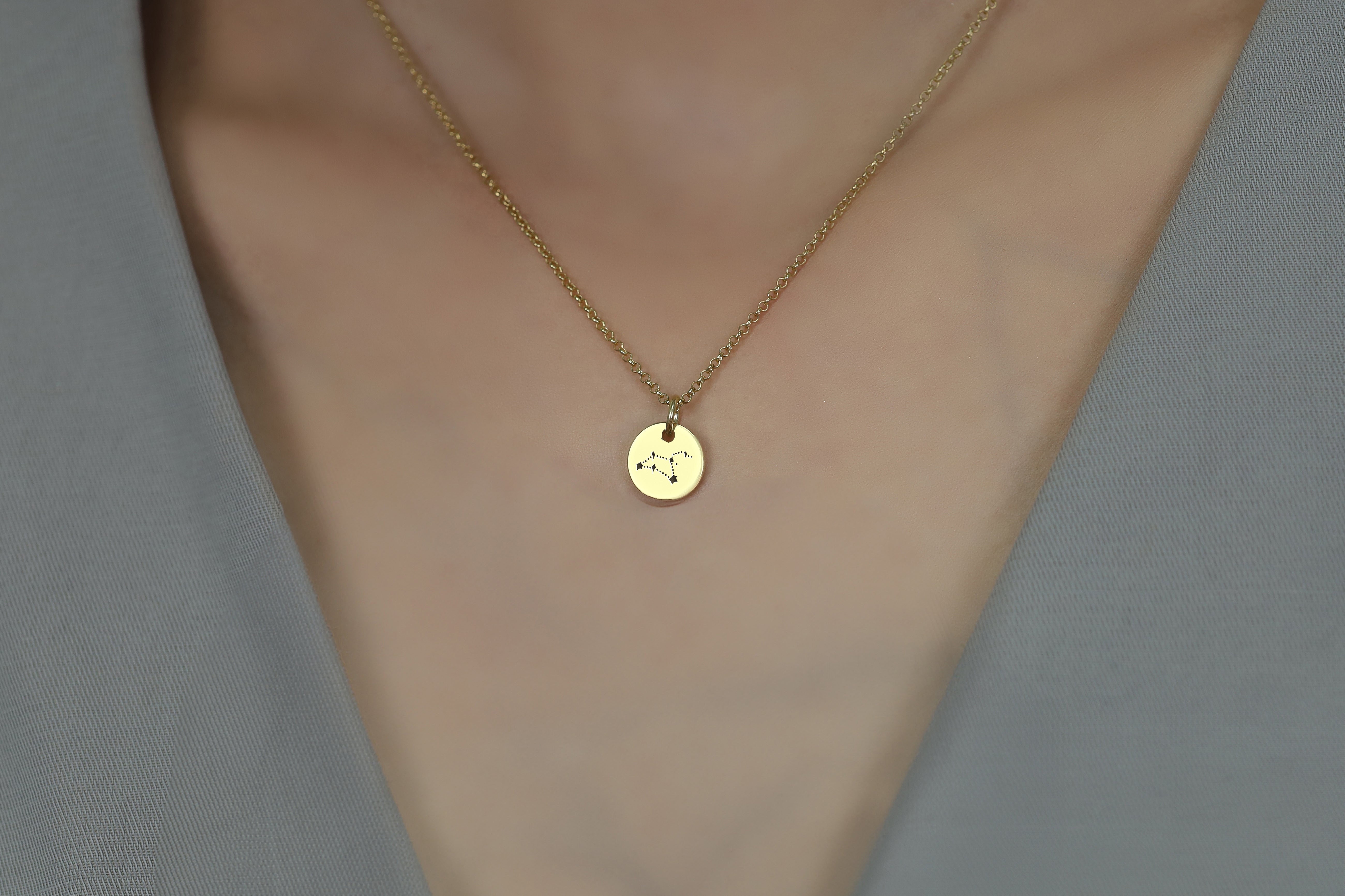 Leo Star Map Engraved Necklace