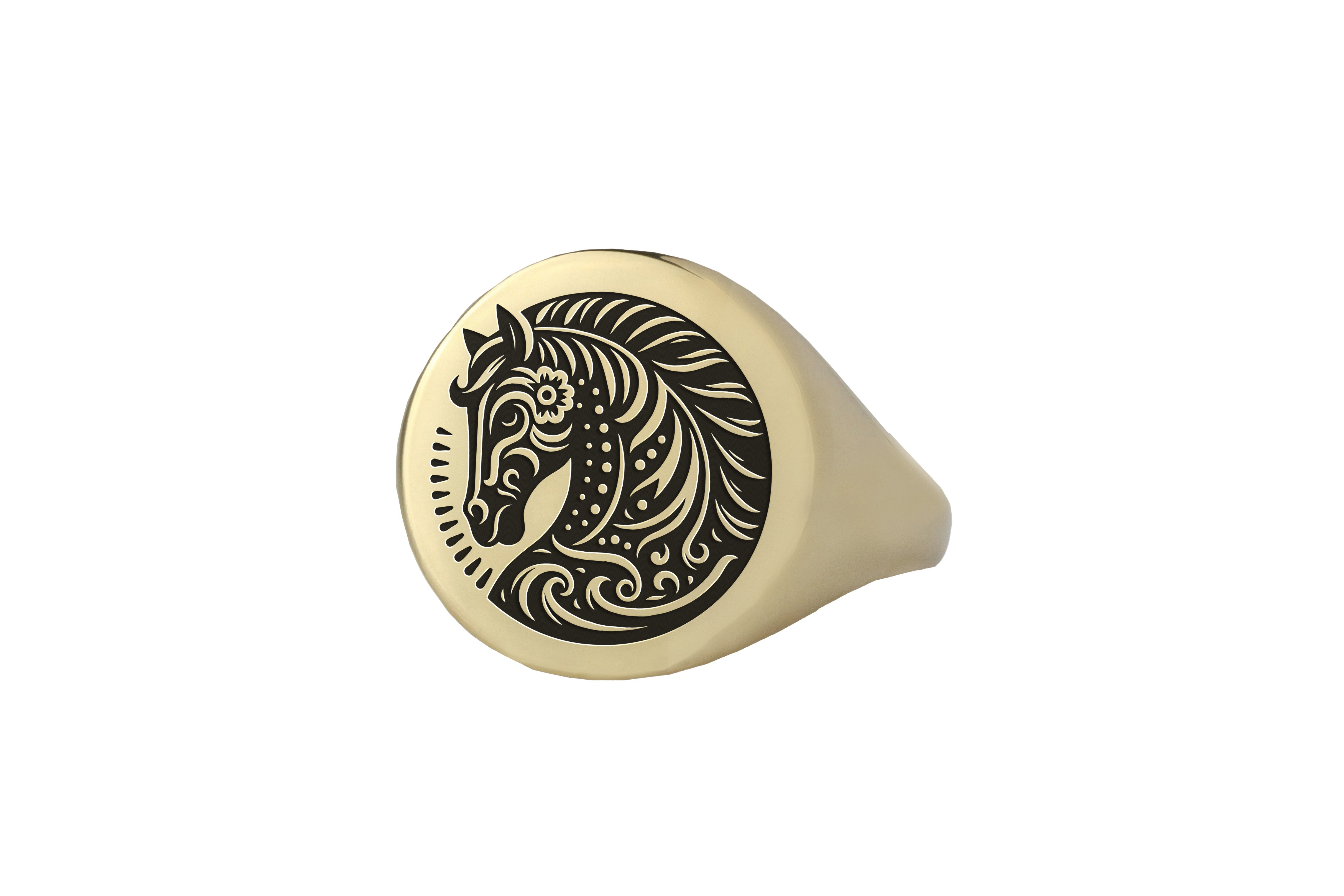 Gold Horse Signet Ring