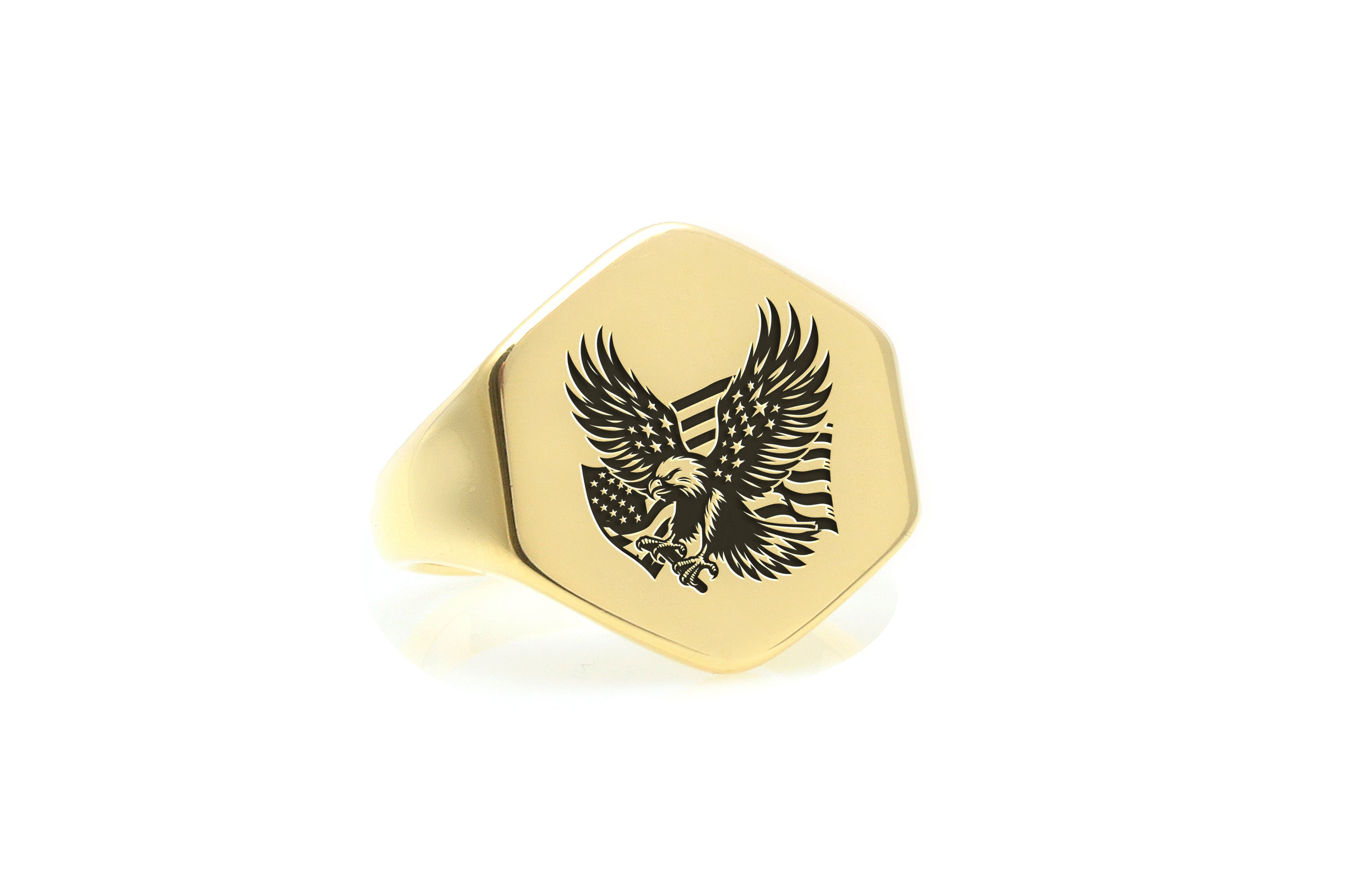 14k Gold American Veterans Signet Ring