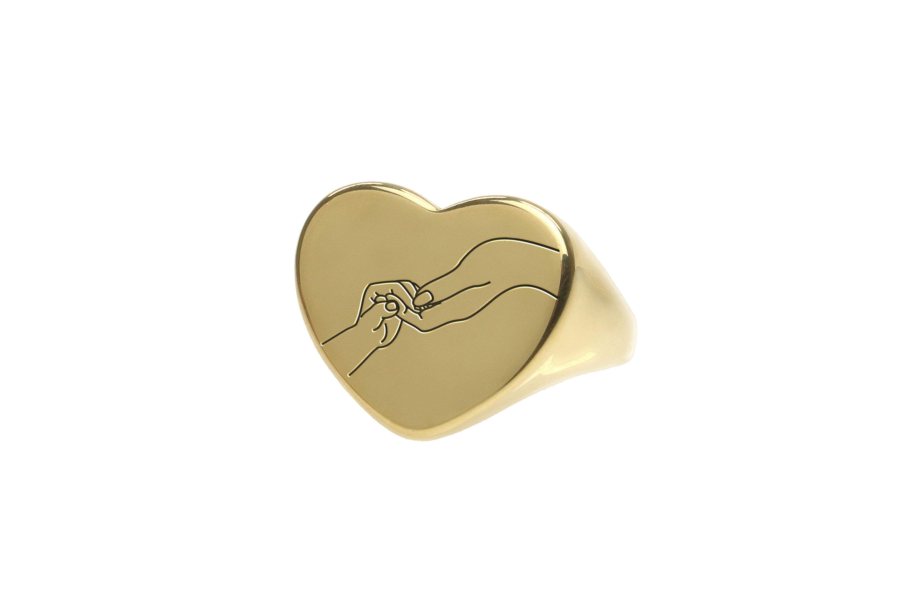 Engraved Hands Line Art Ring