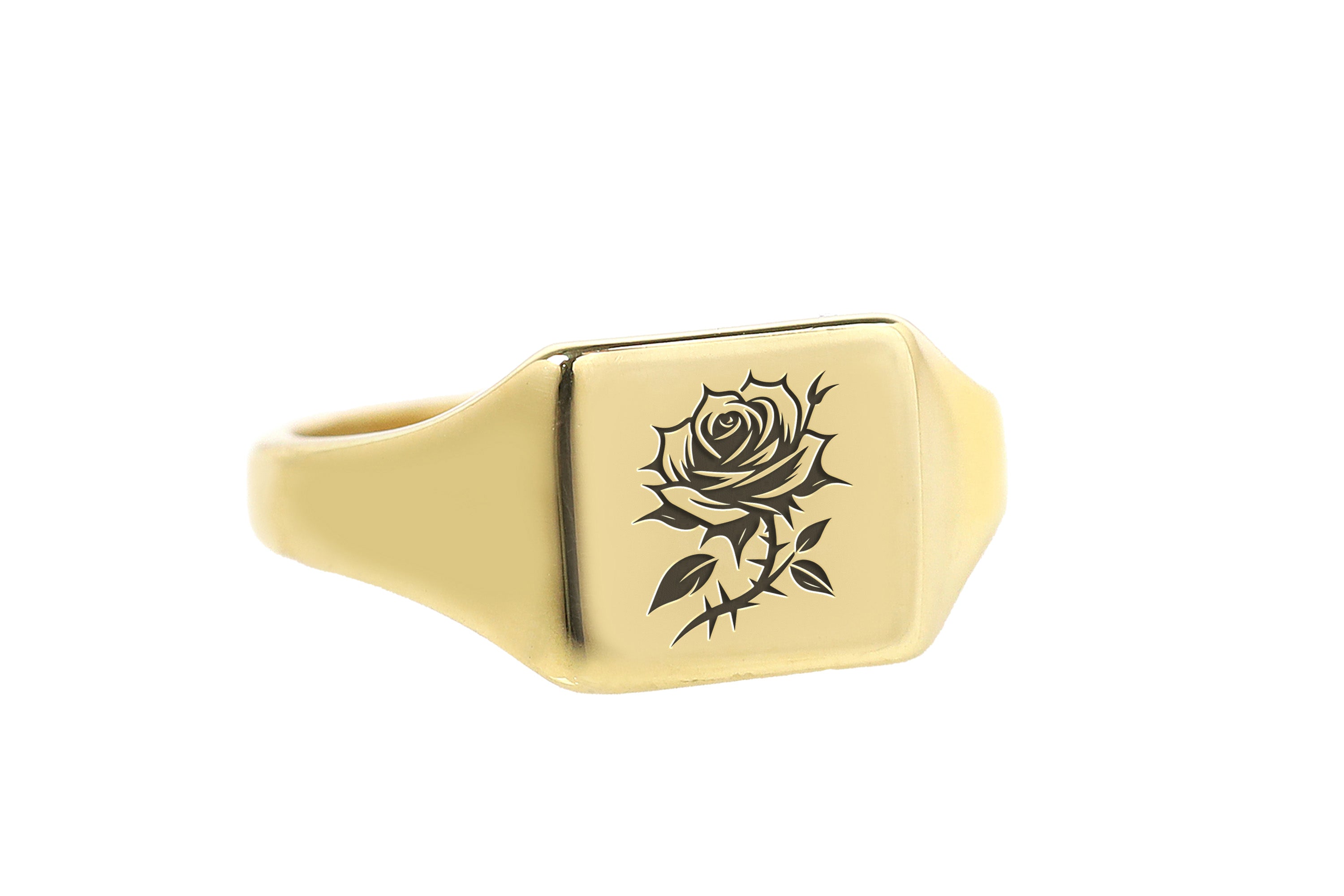 14k Gold Rose Signet Ring