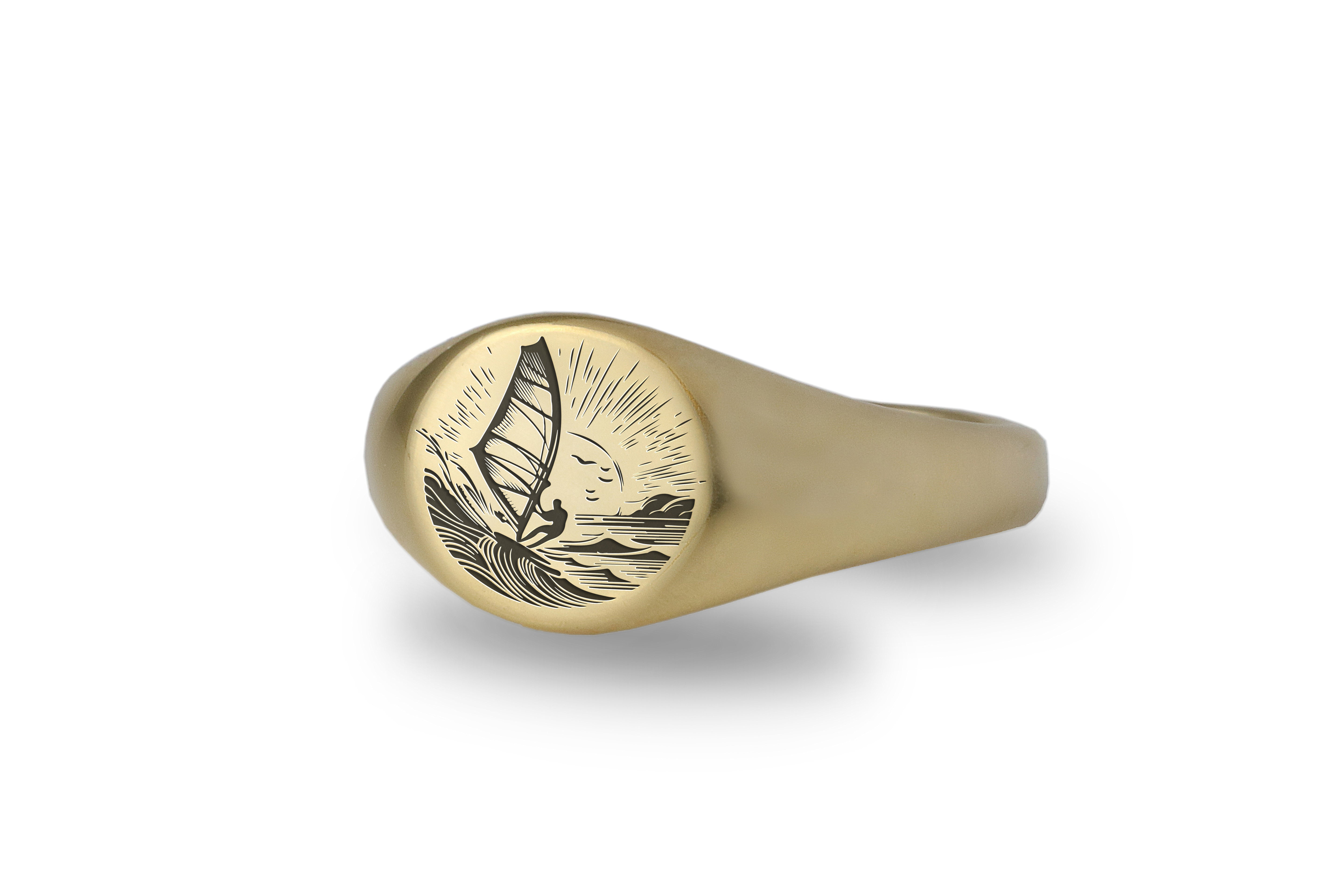 14k Gold Wind Surfing Signet Ring