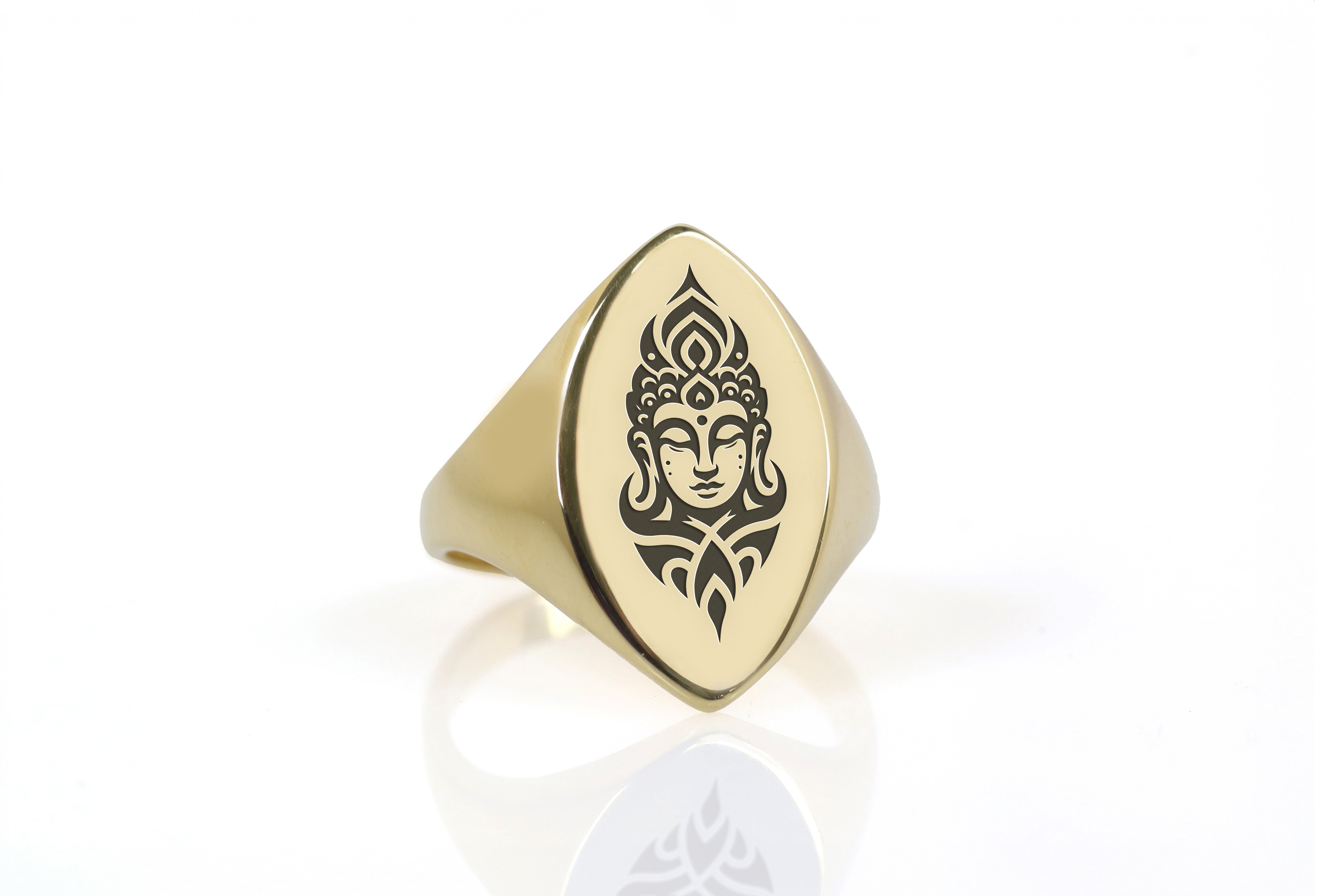 24k Gold Buddha Signet Ring