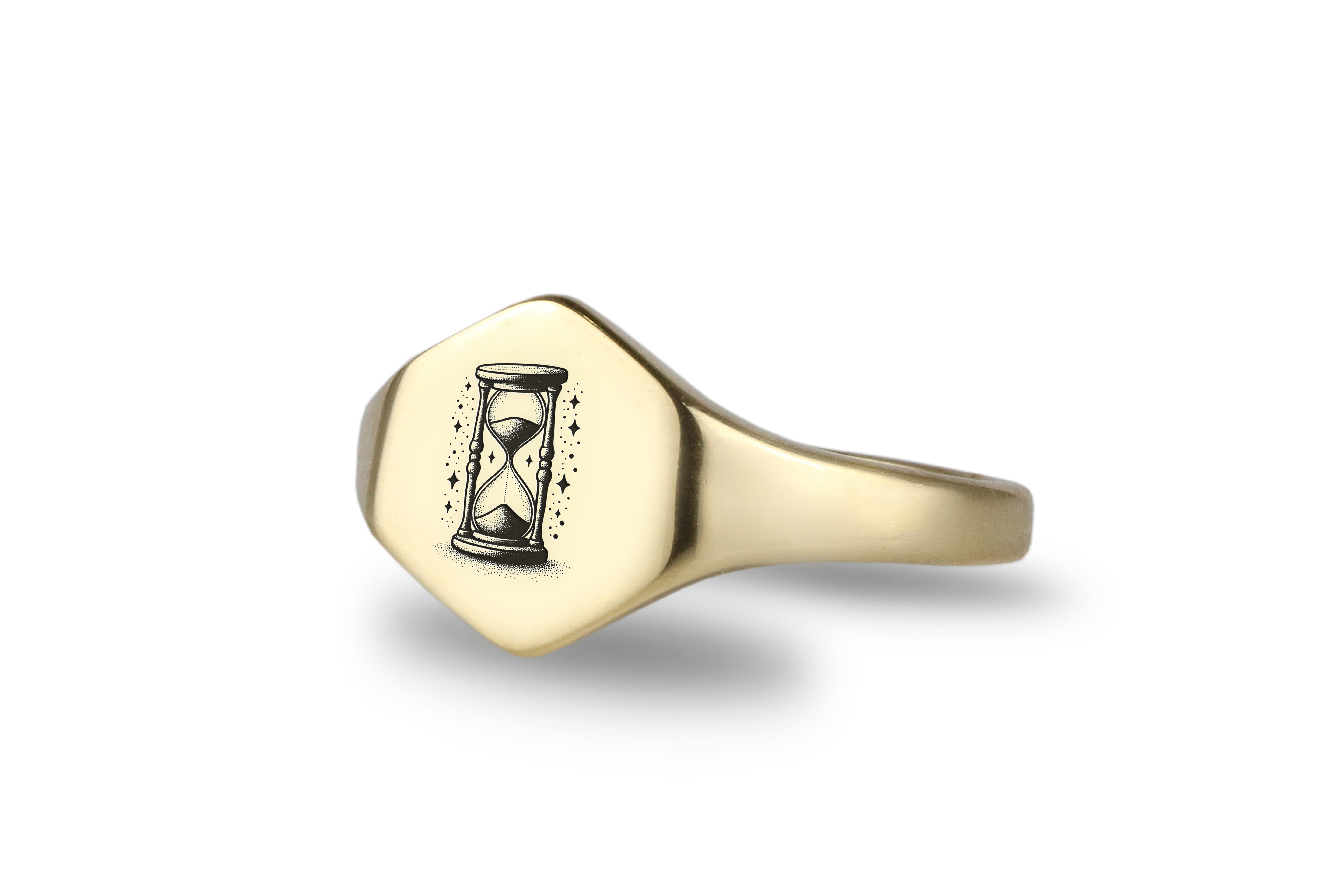 Engraved Hourglass Signet Ring