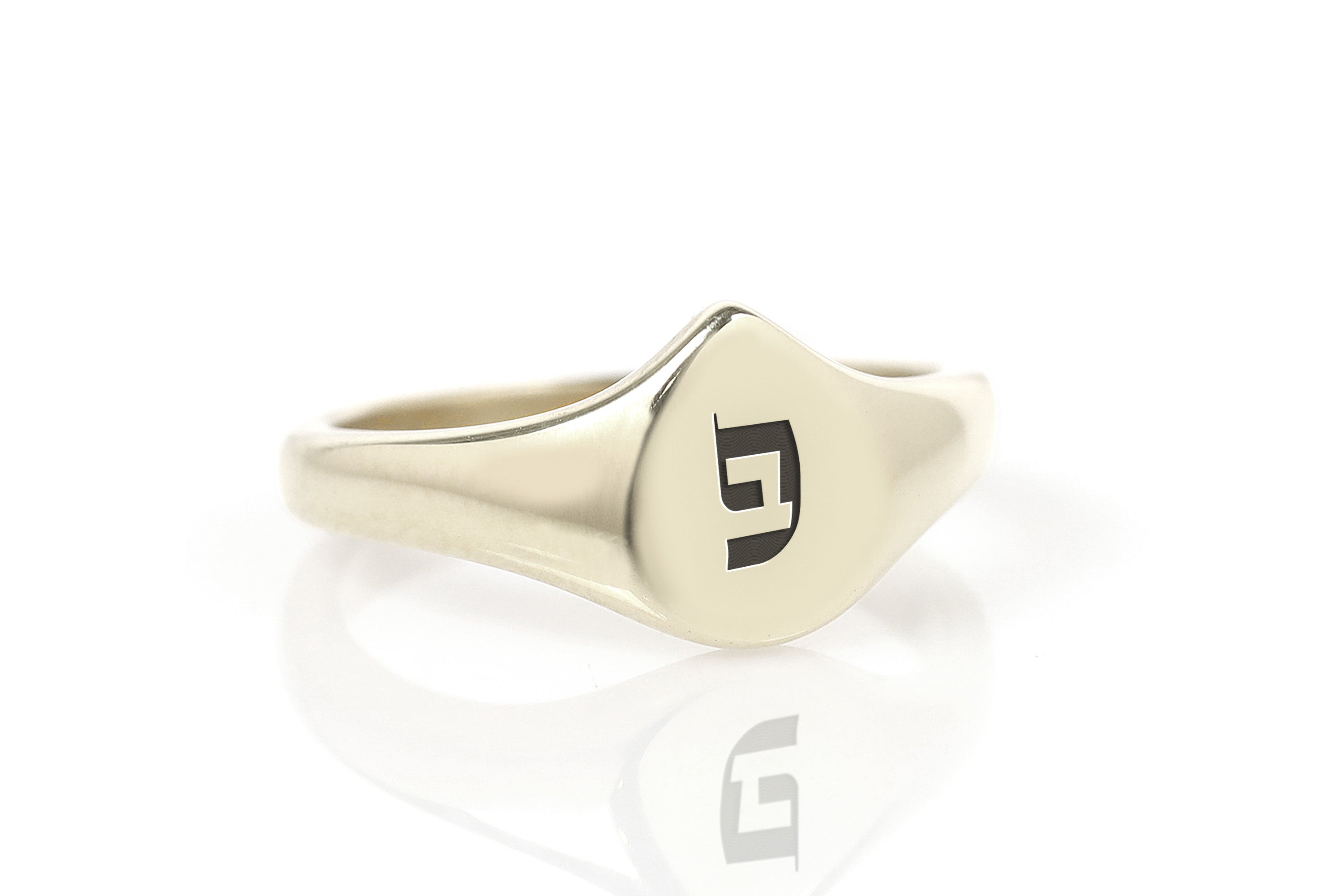 Engraved Hebrew Letter Silver Ring