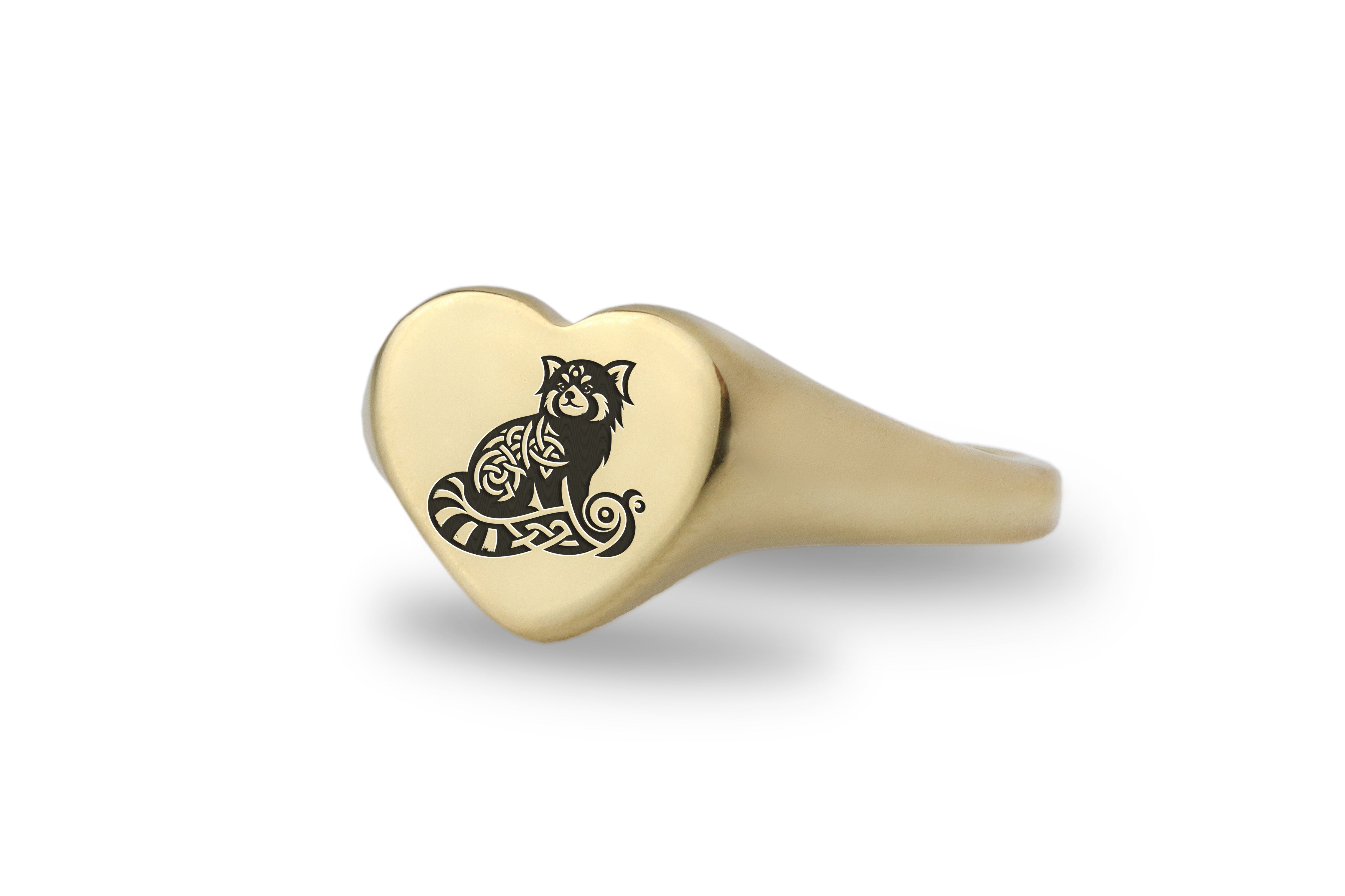 Cute Red Panda Gold Ring