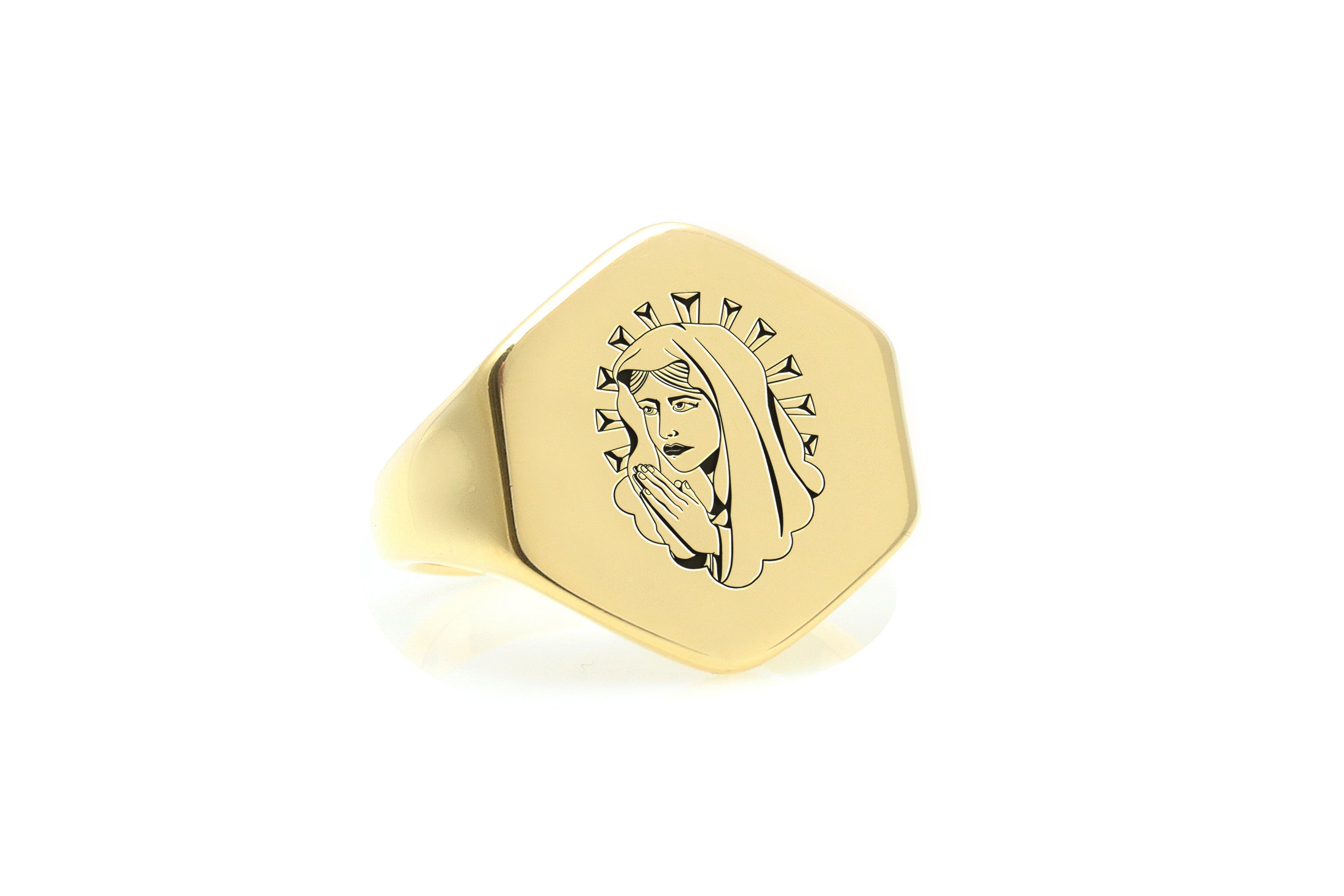 14k Gold Chicano Signet Ring