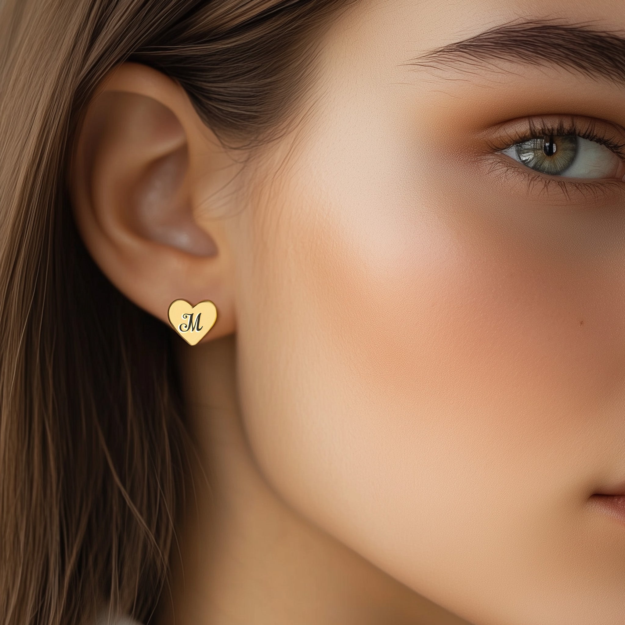 Engraved Vintage Font Stud Earring