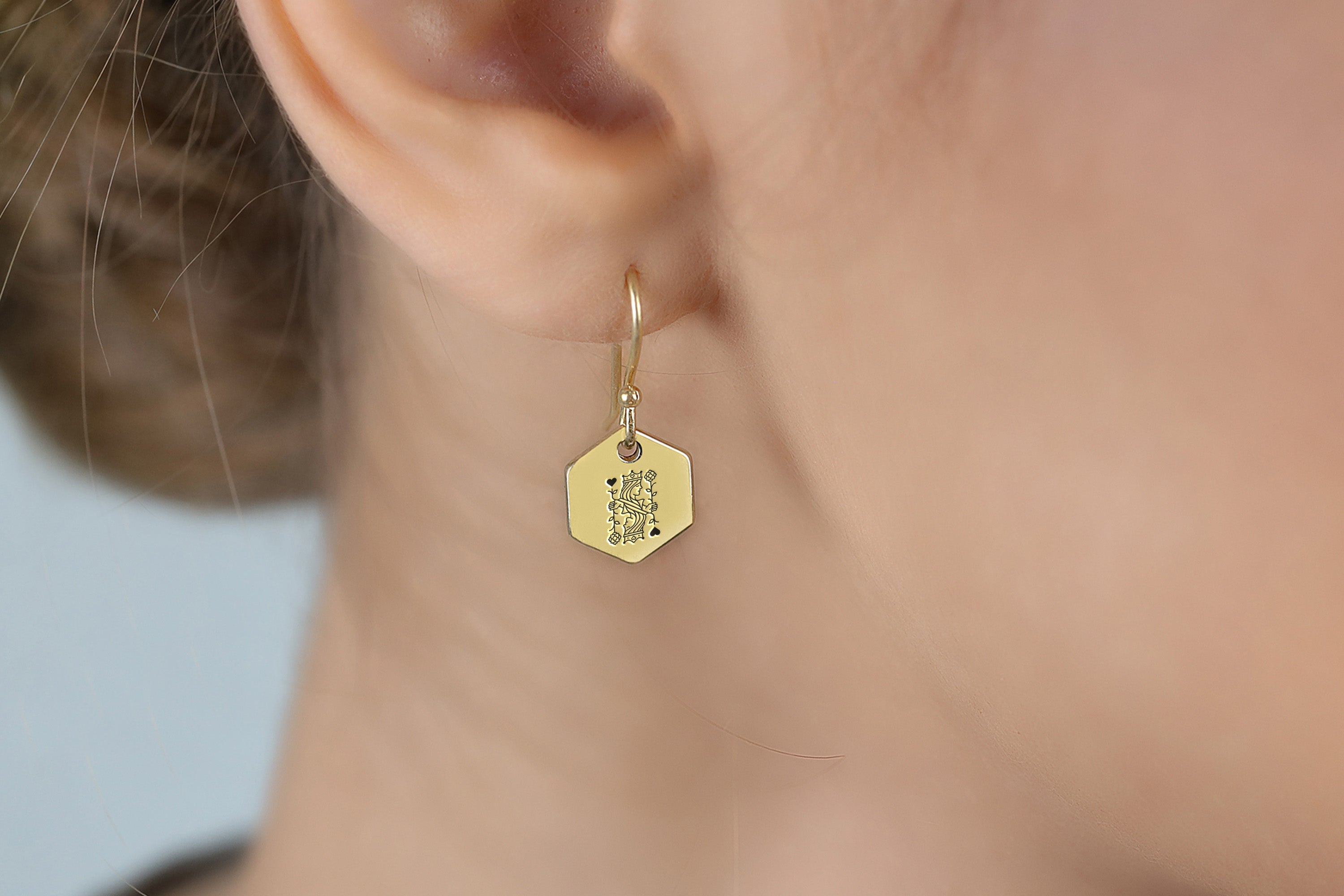 14k Gold Poker Earrings