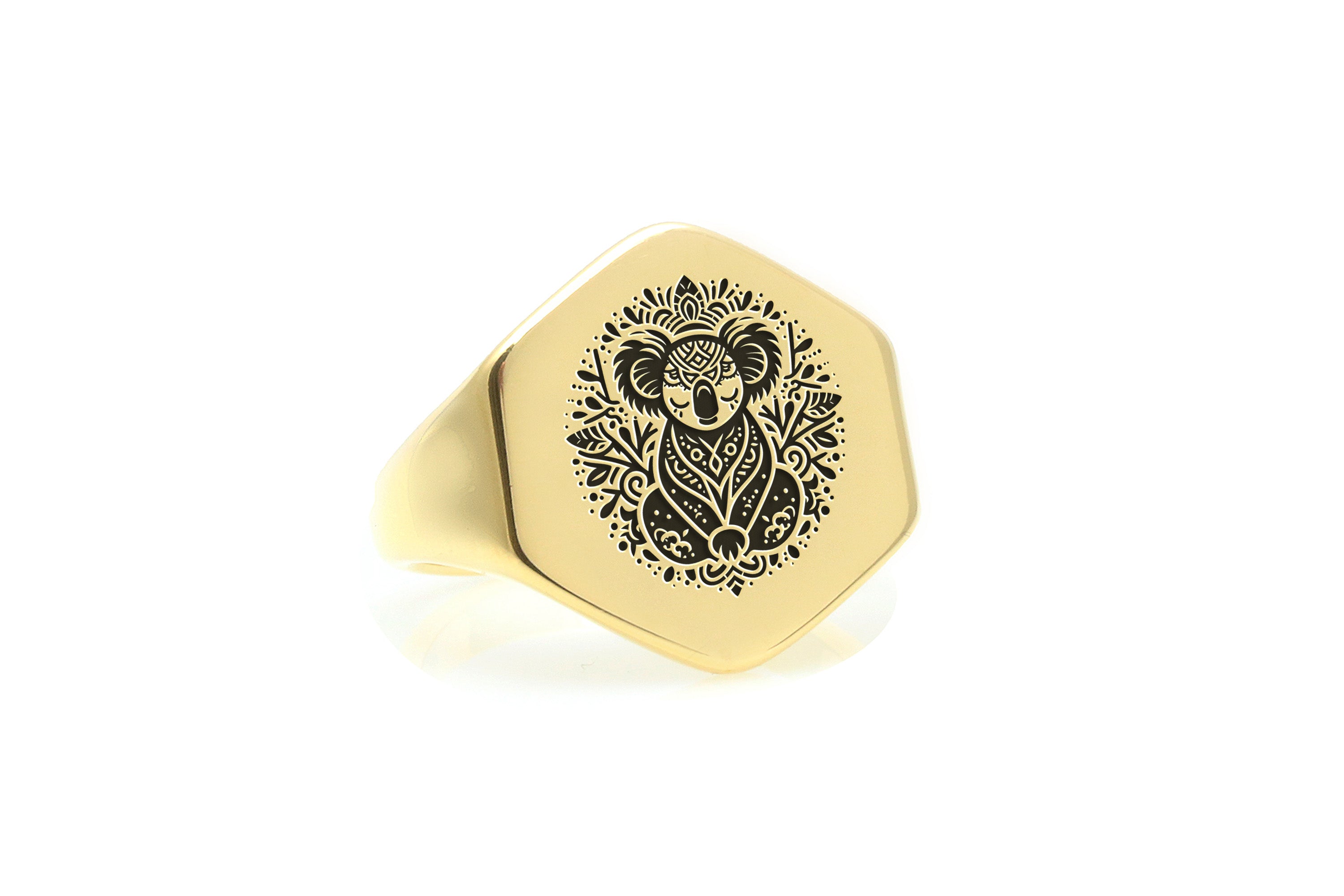 14k Gold Koala Signet Ring