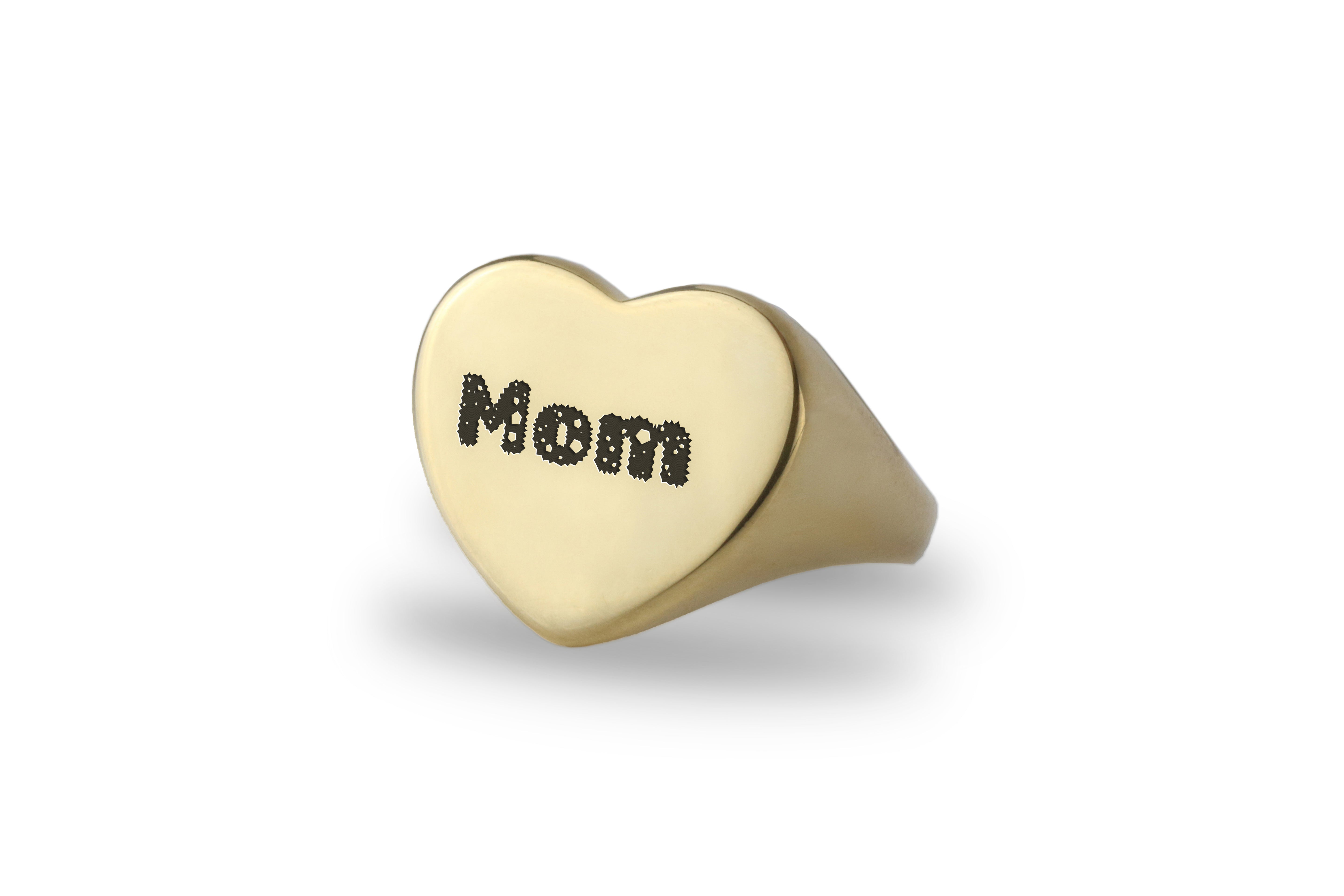 14k Gold Mom Signet Ring