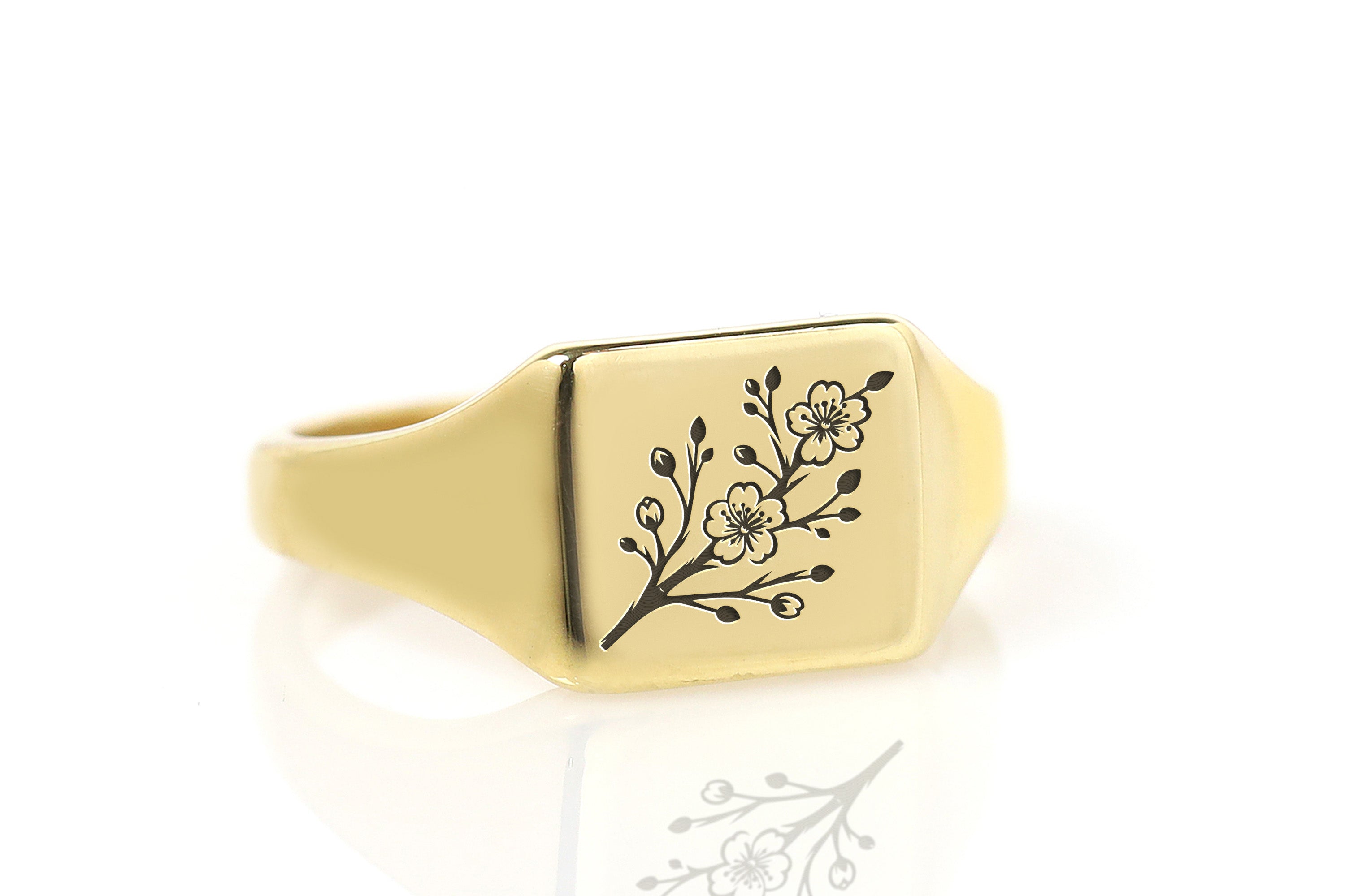 14k Gold Rose Signet Ring