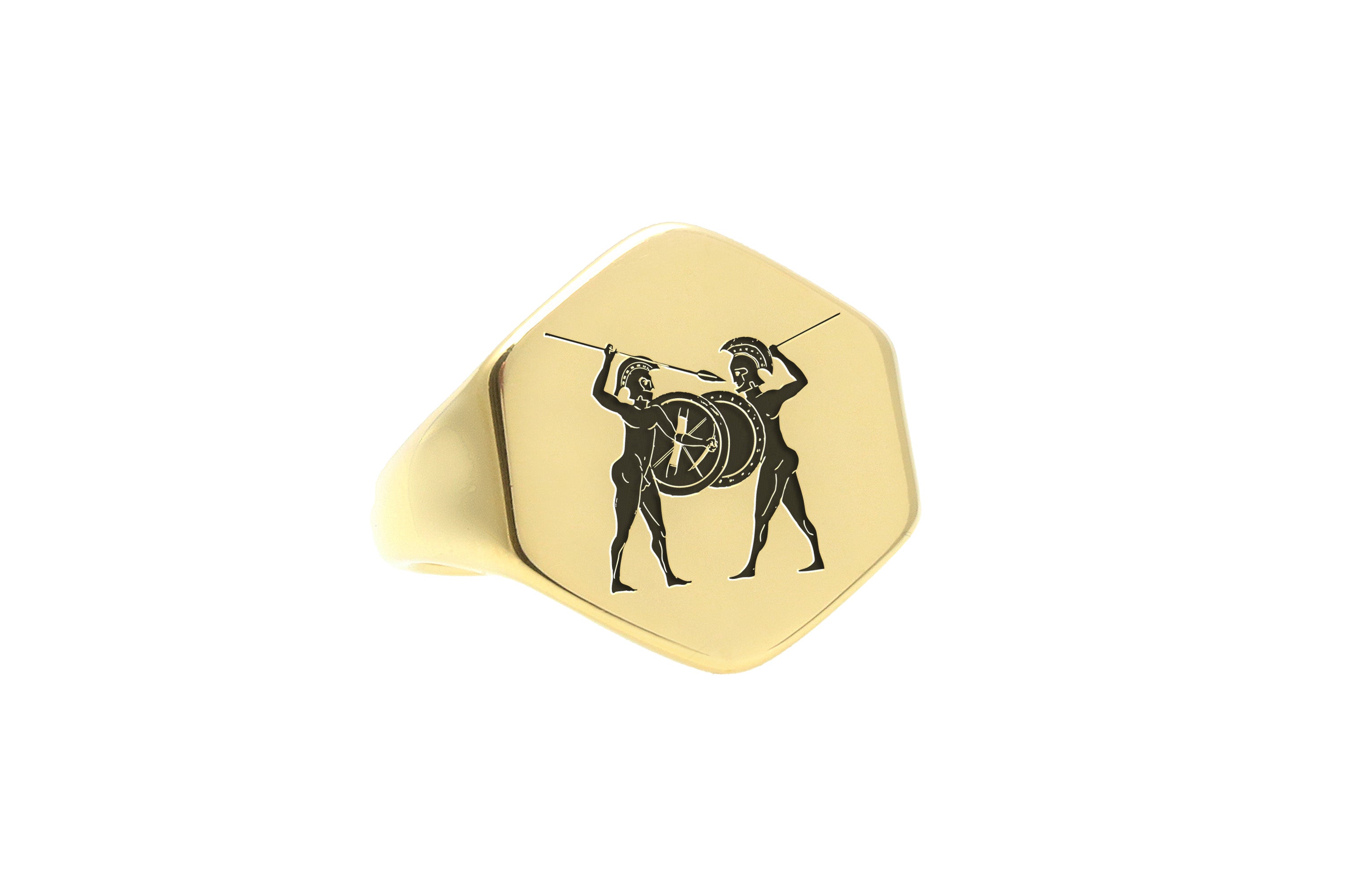 Engraved Greek Warrior Signet Ring