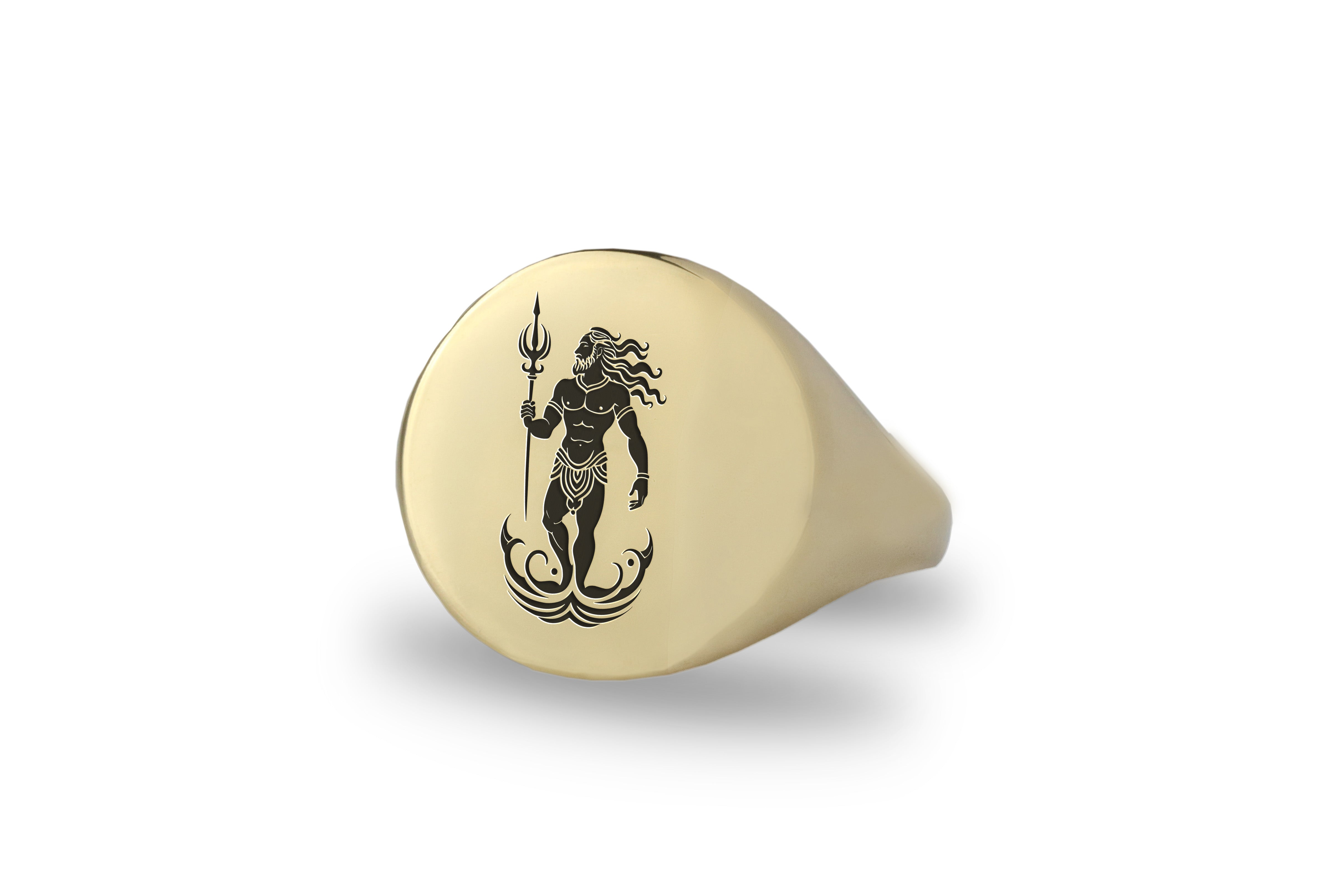 Engraved Poseidon Signet Ring