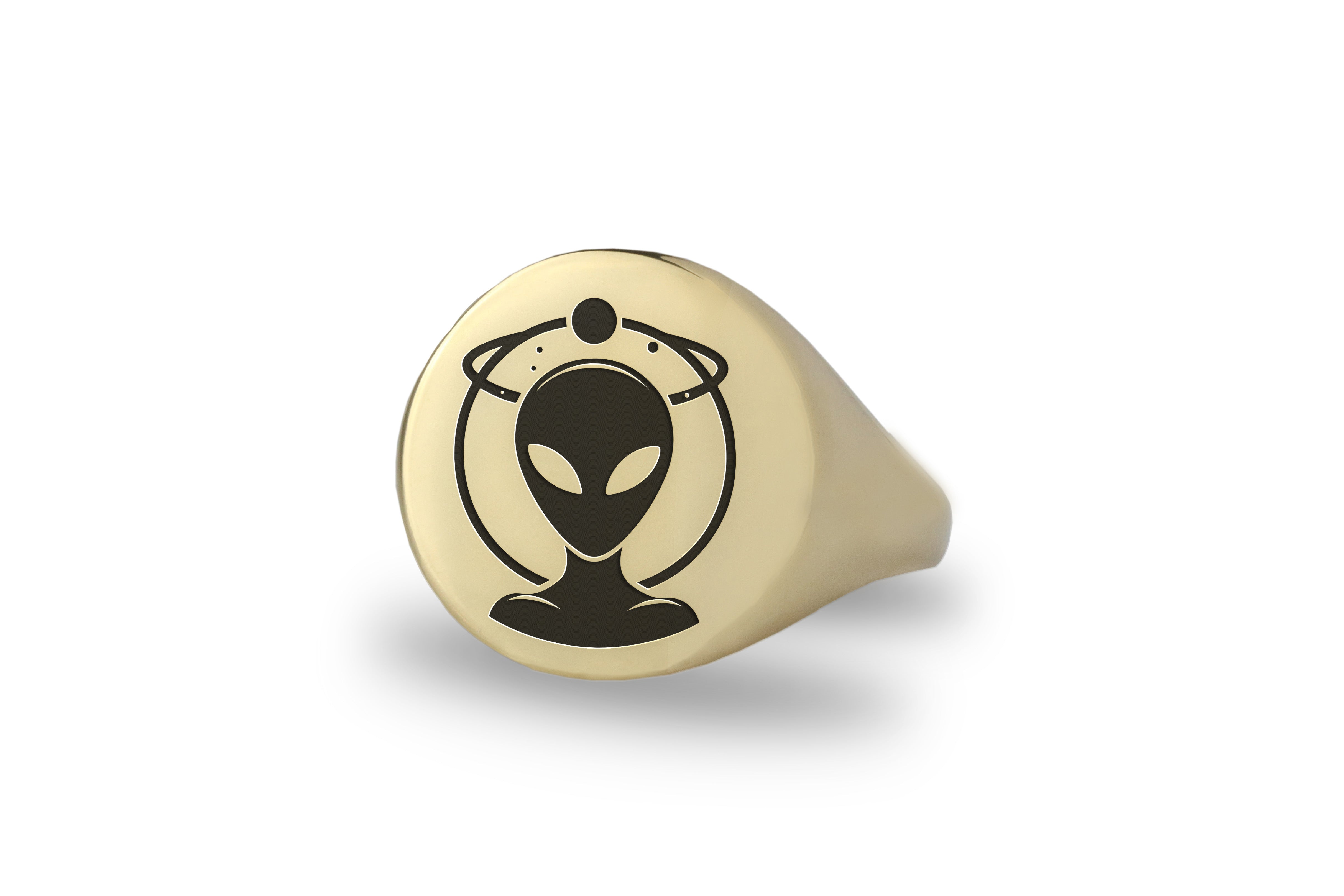 14k Gold Alien Signet Ring