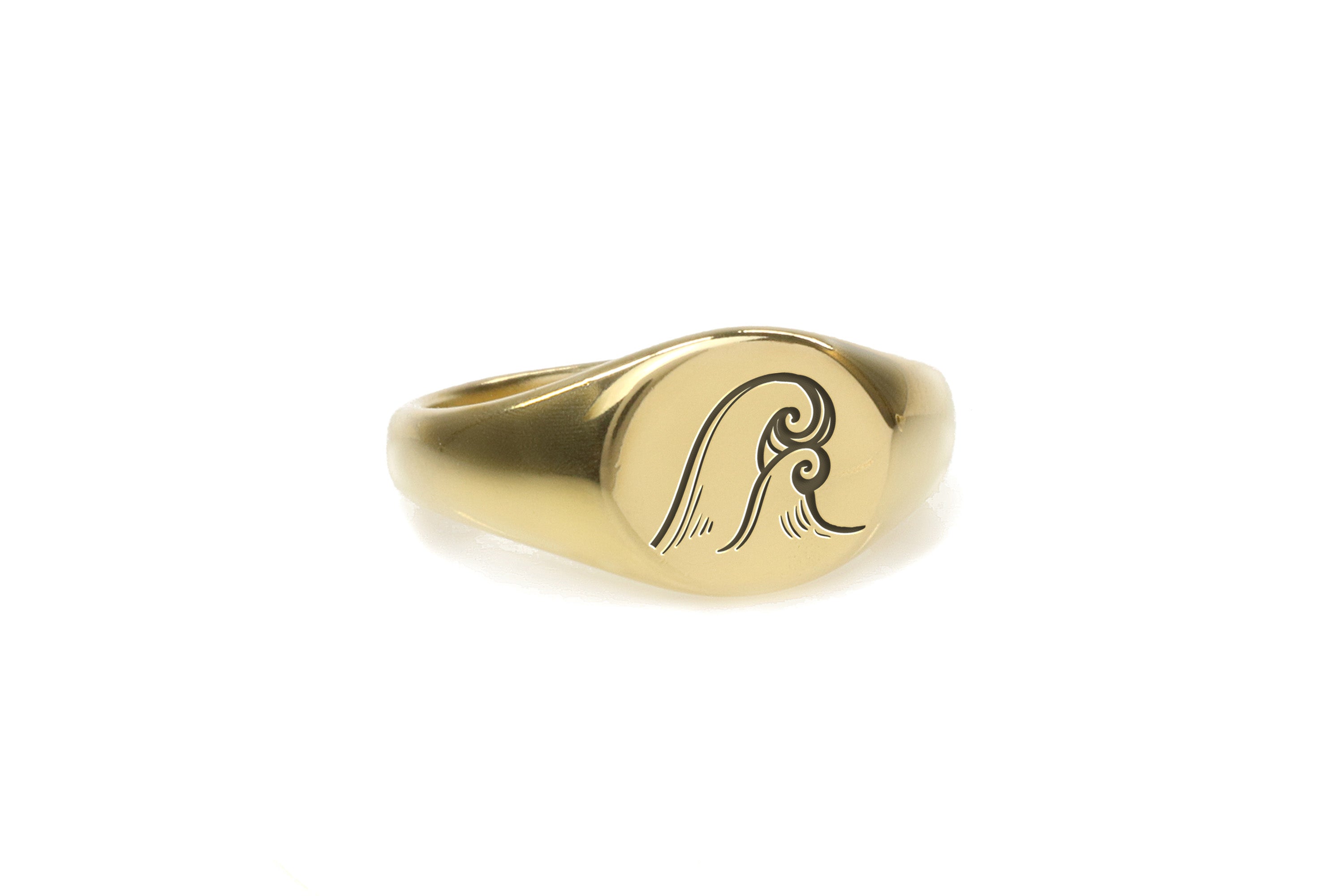 Gold Wave Signet Ring