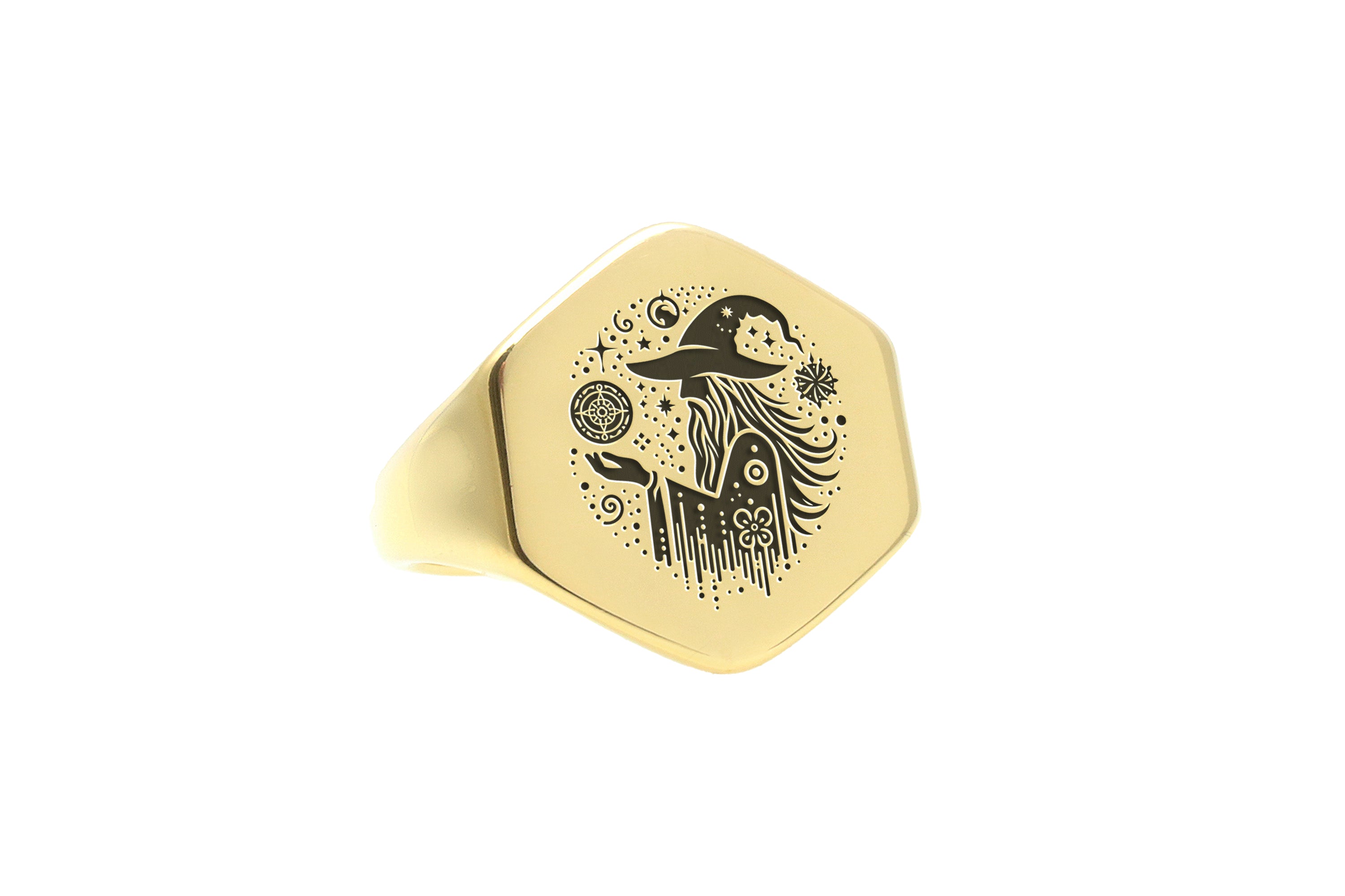 Engraved Wizard Gold Ring