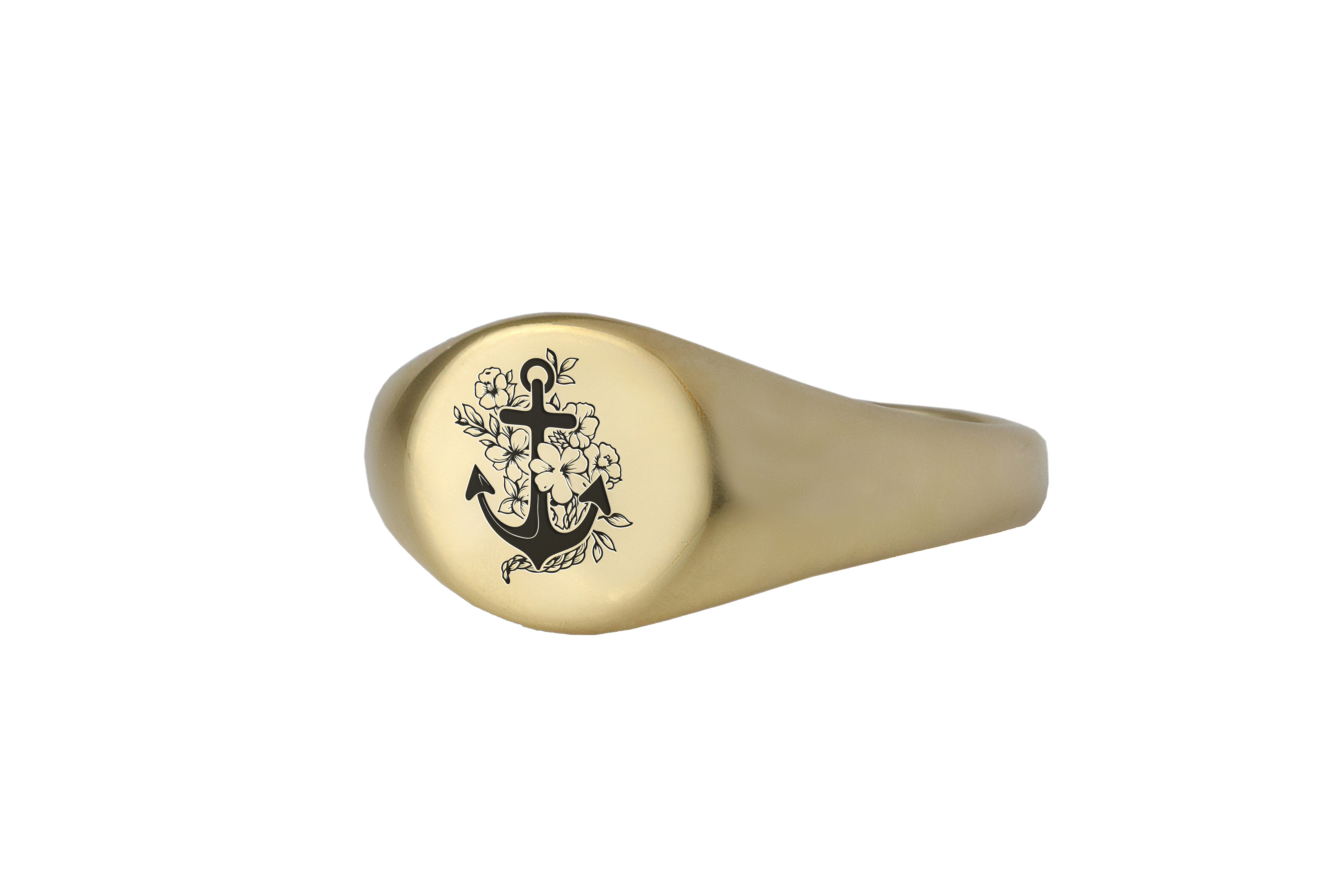 14k Gold Anchor Signet Ring