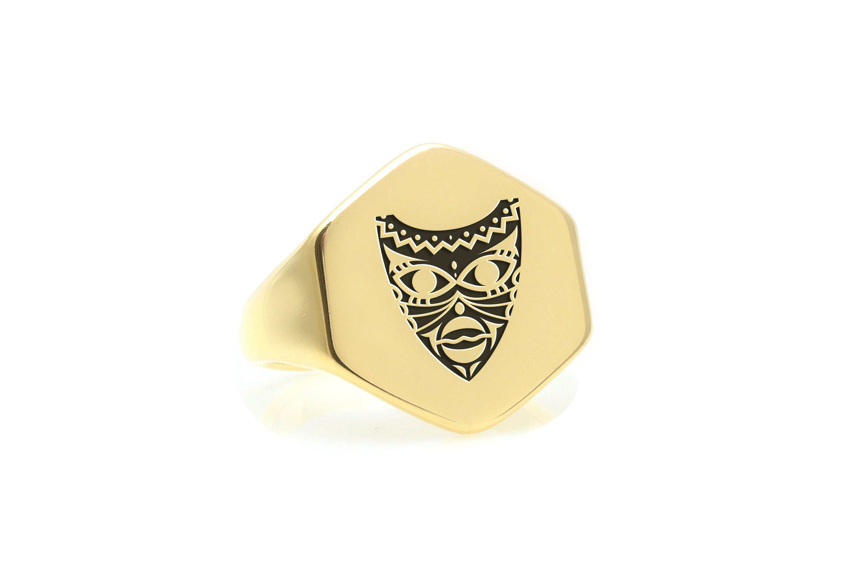 14k Gold African Mask Ring