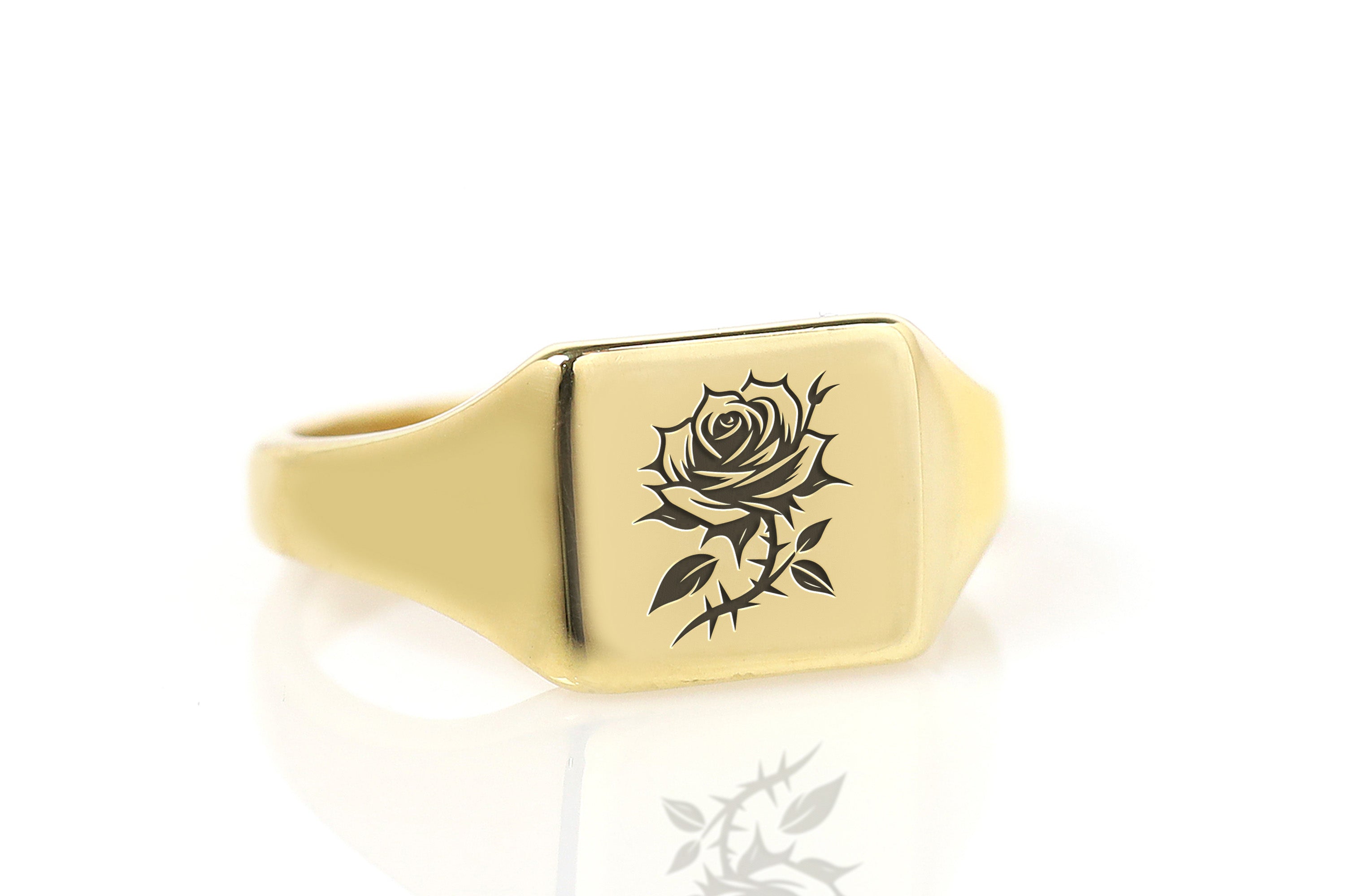 14k Gold Rose Signet Ring