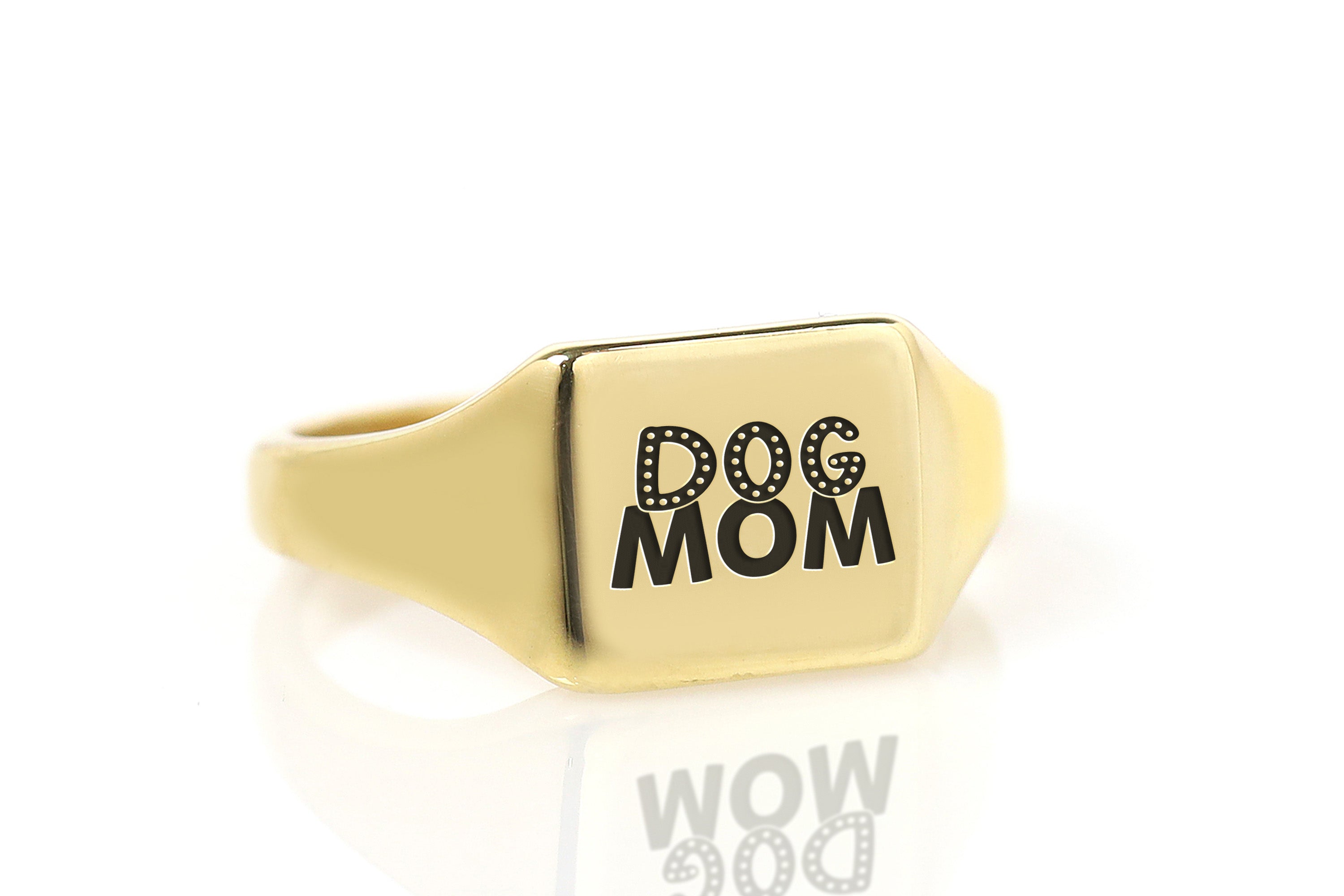 Engraved Dog Mom Signet Ring