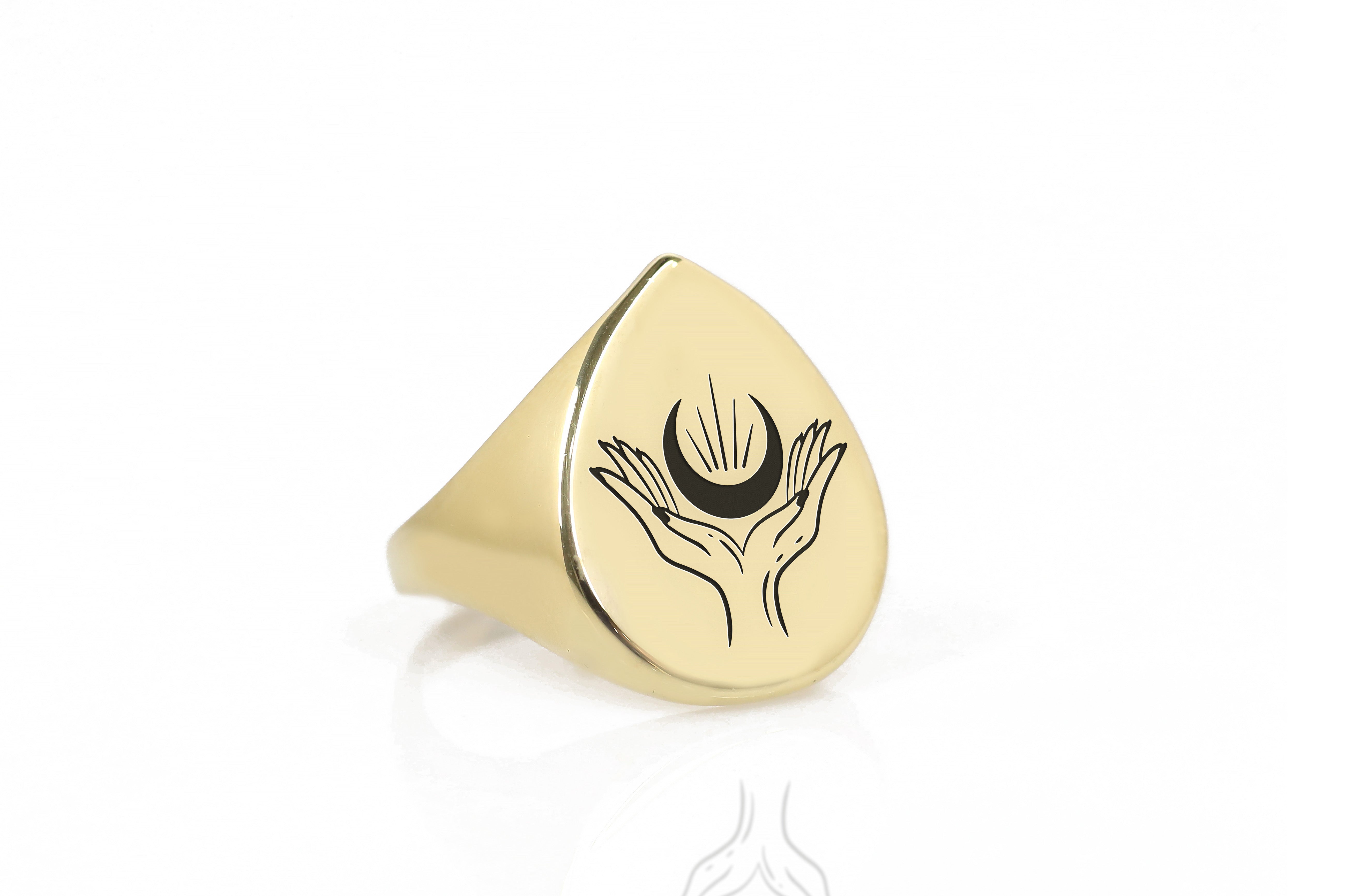 Gothic Moon Engraved Ring