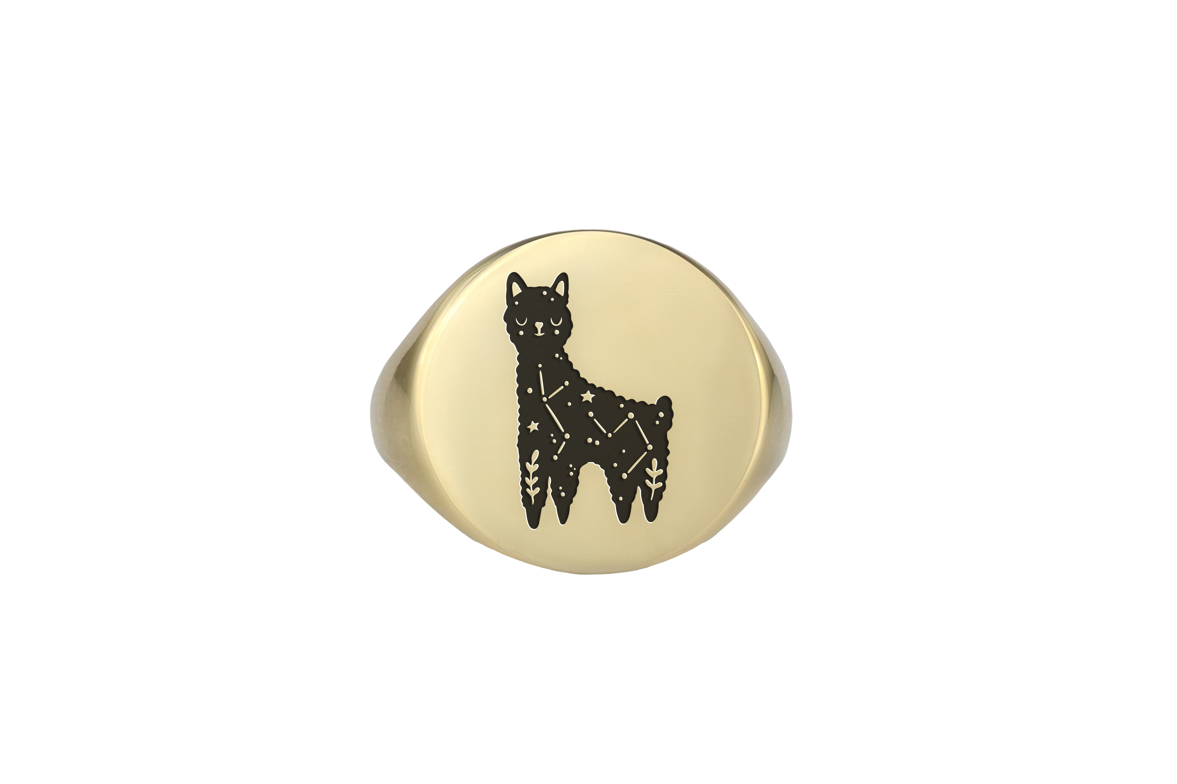 Engraved Lama Signet Ring