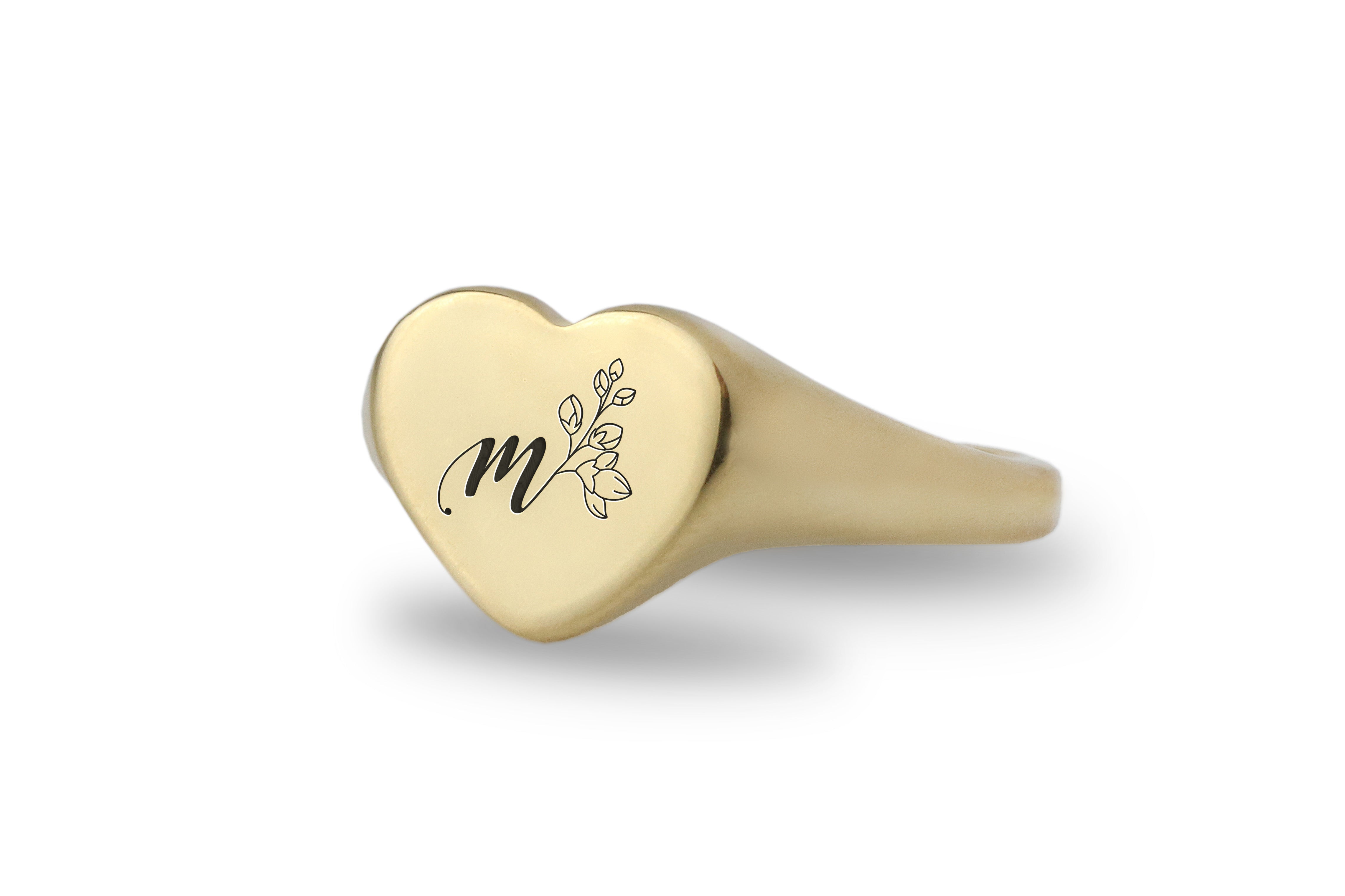 Floral Letter Signet Ring