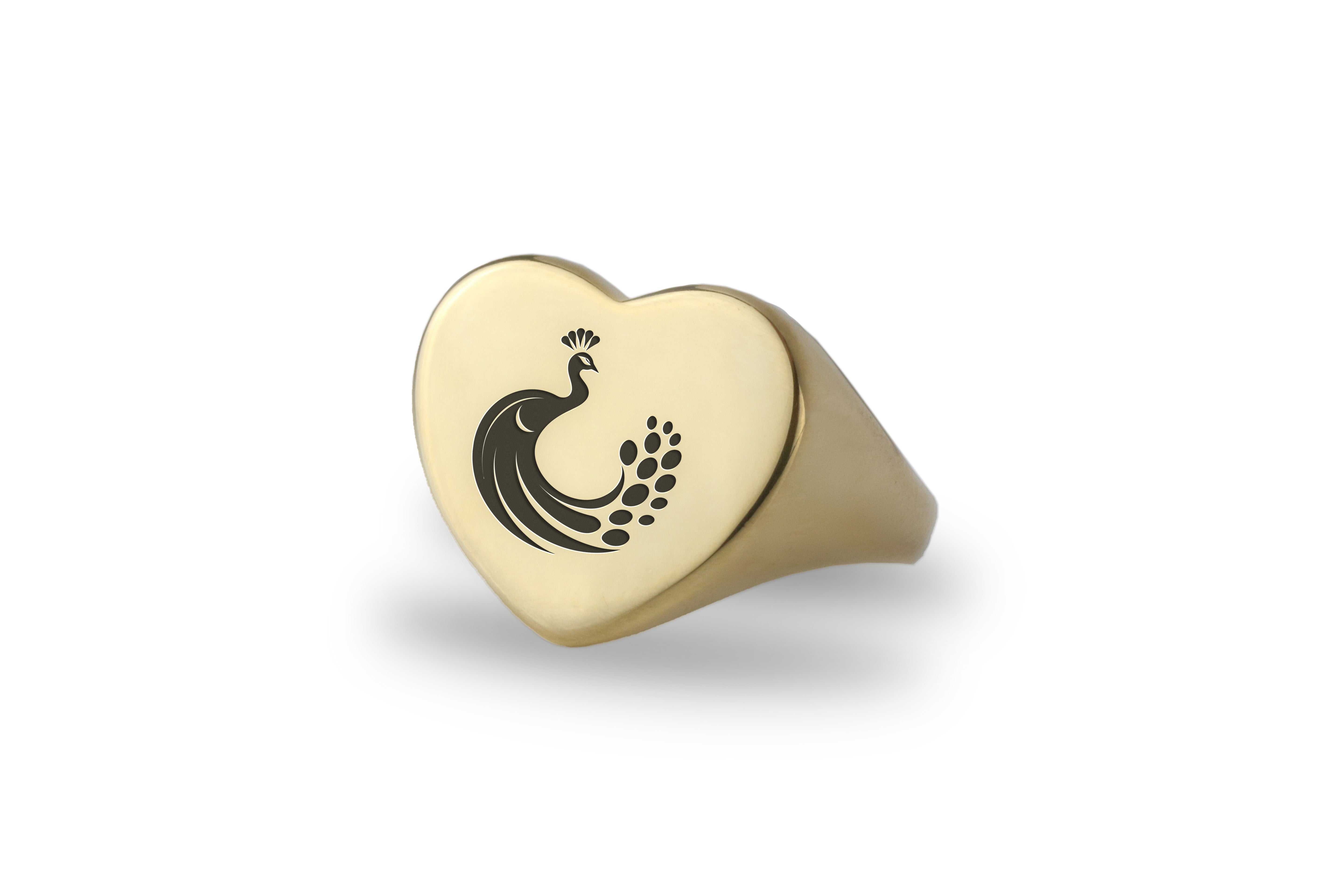 Peacock Gold Signet Ring