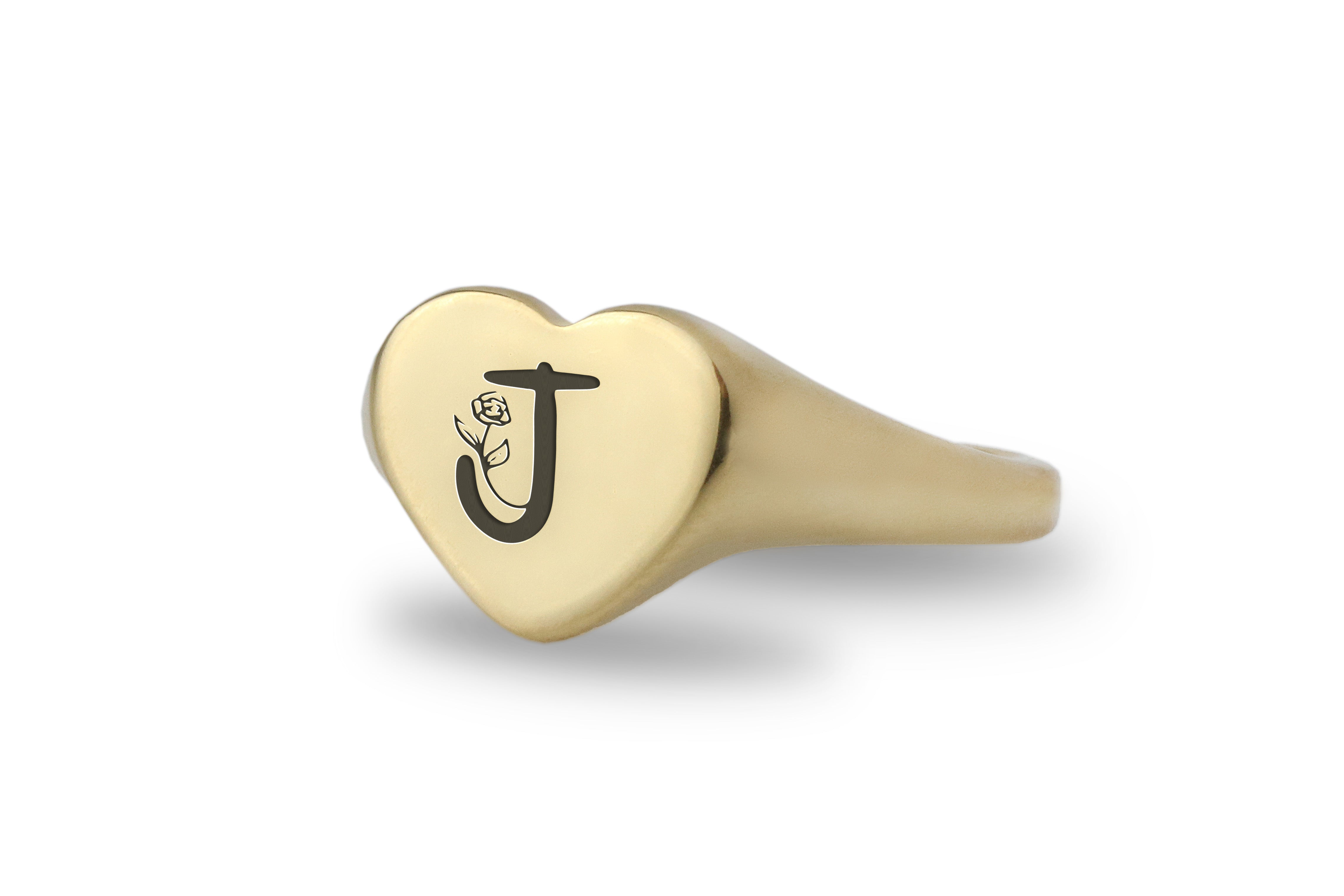 Flowered Letter Signet Ring