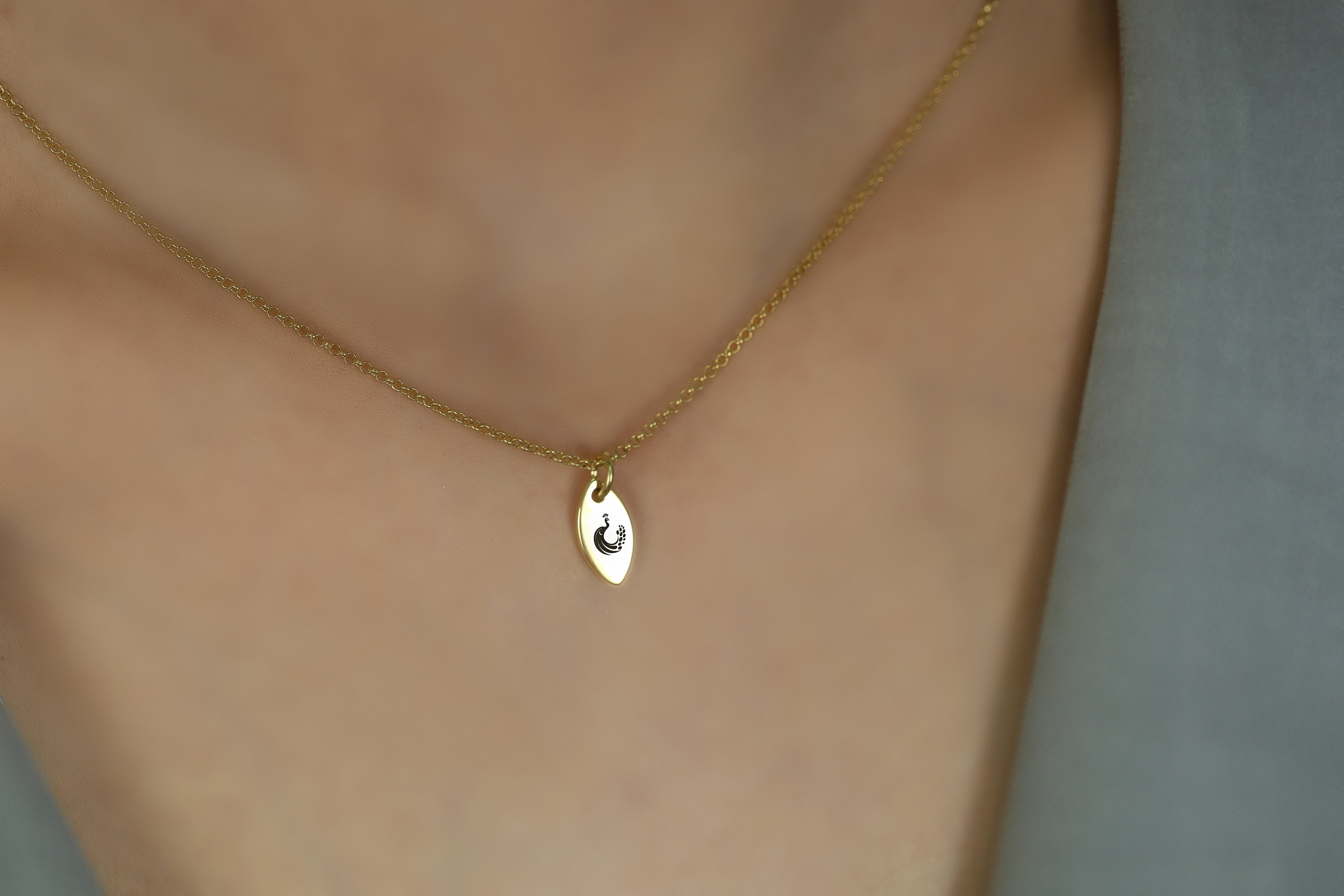 14k Gold Peacock Pendant Necklace