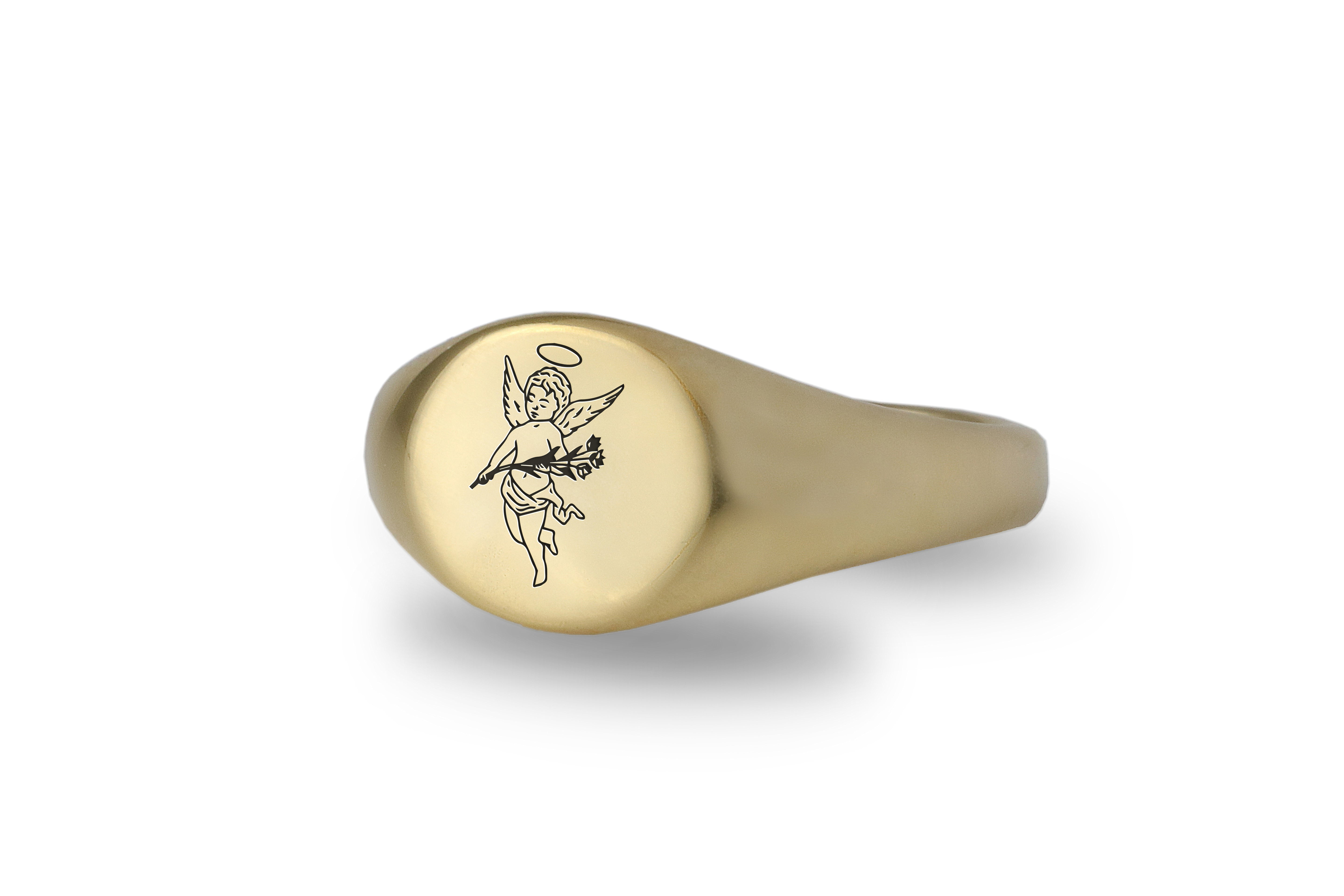 14k Gold Cupid Signet Ring