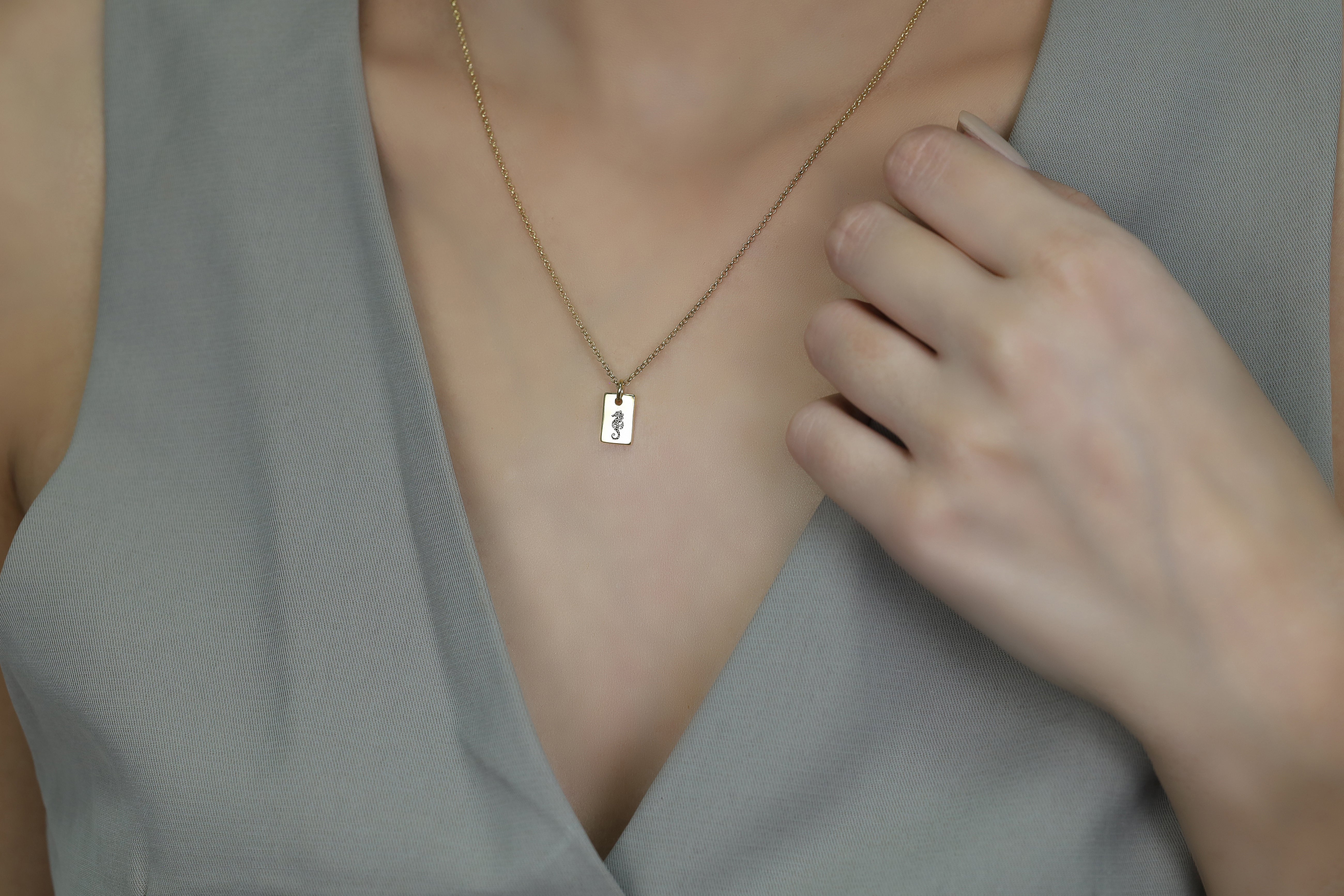 14k Gold Maori Sea Horse Necklace