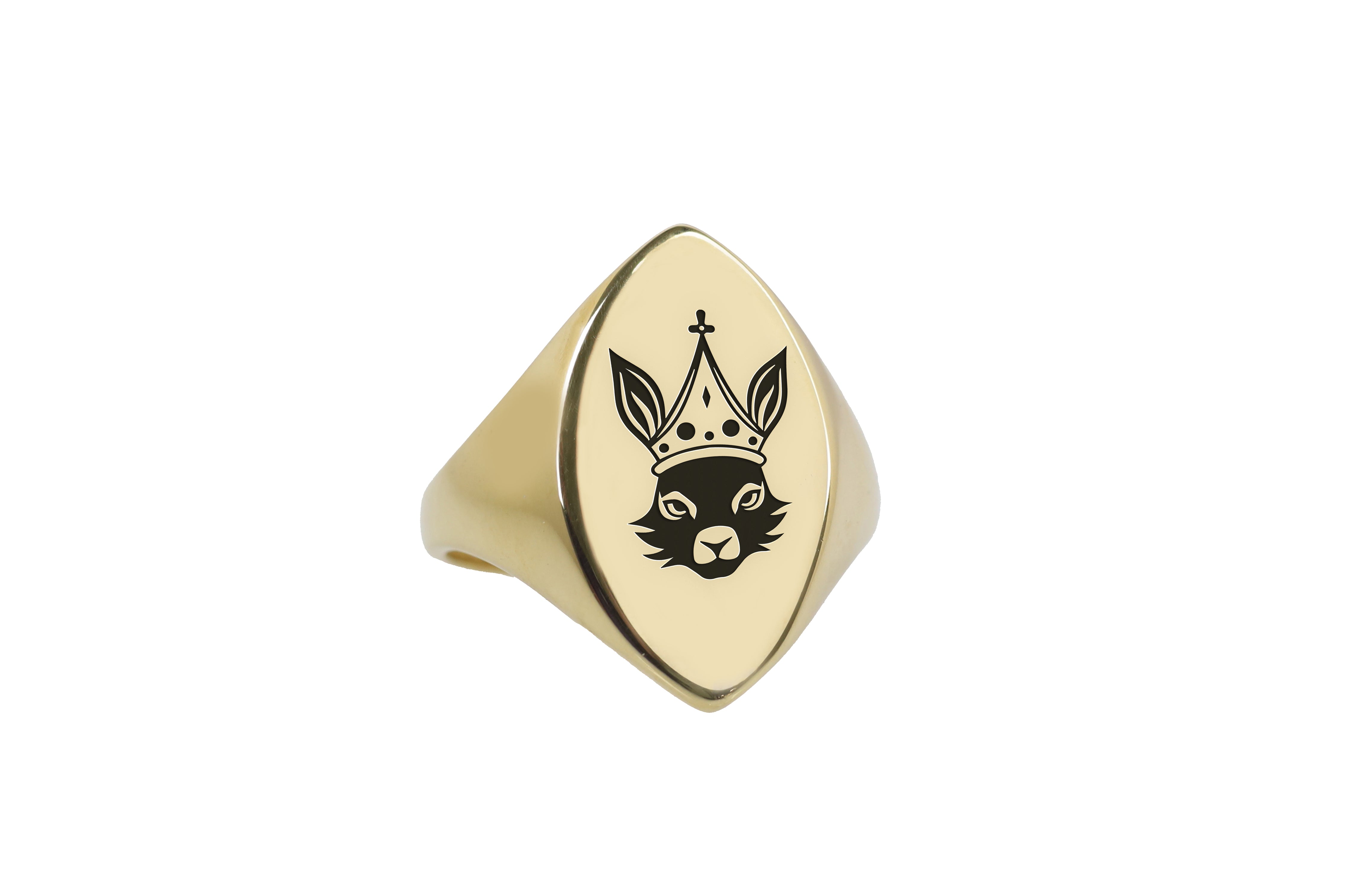 14k Gold Rabbit Signet Ring