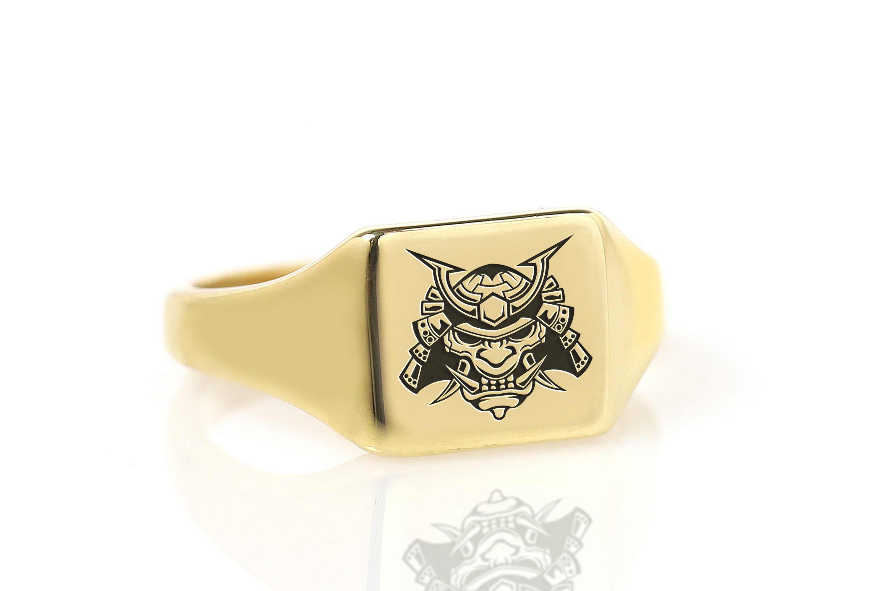 14k Gold Samurai Signet Ring