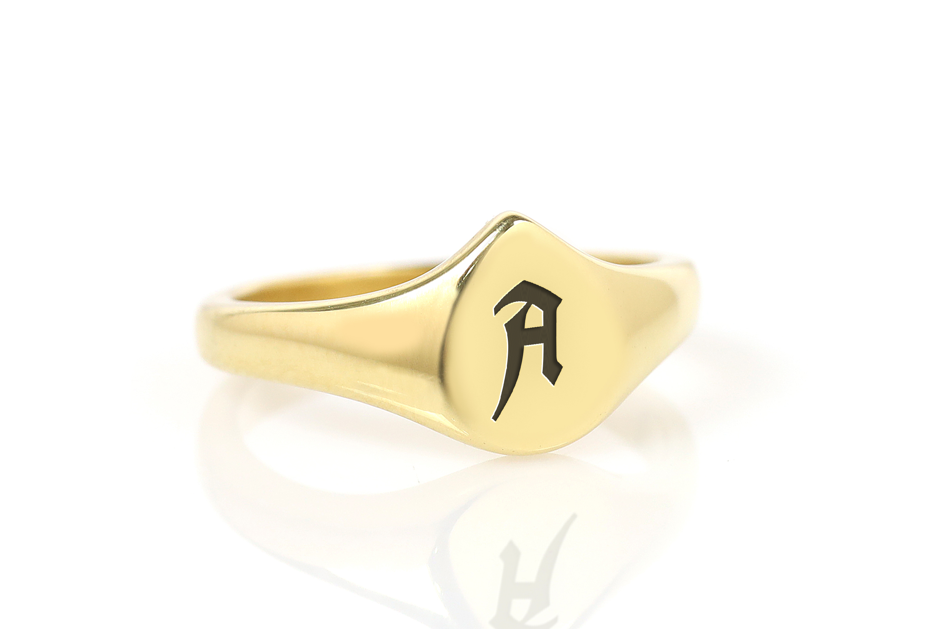 Name Initial Gold Signet Ring