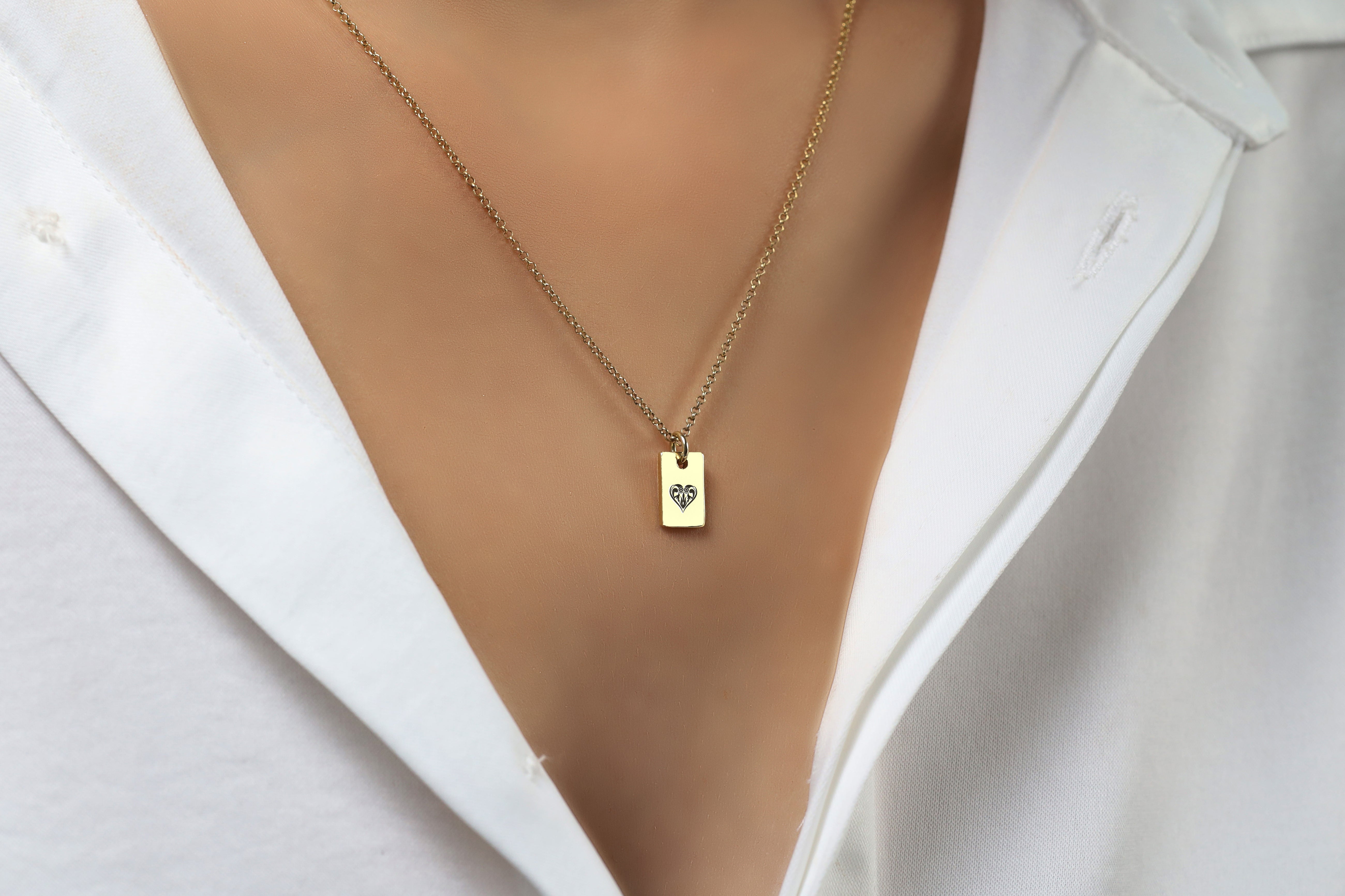 Personalized Poker Hearts Necklace