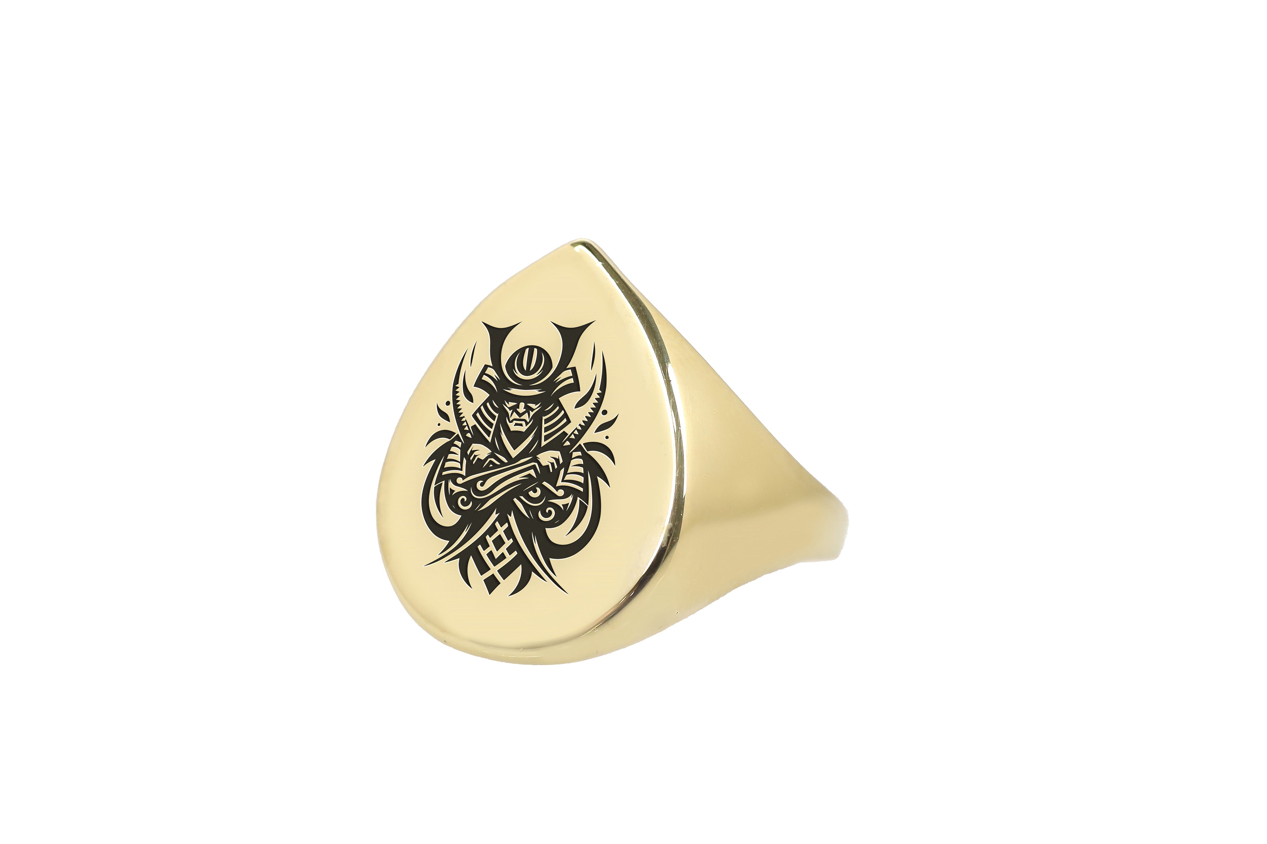 14k Gold Samurai Signet Ring