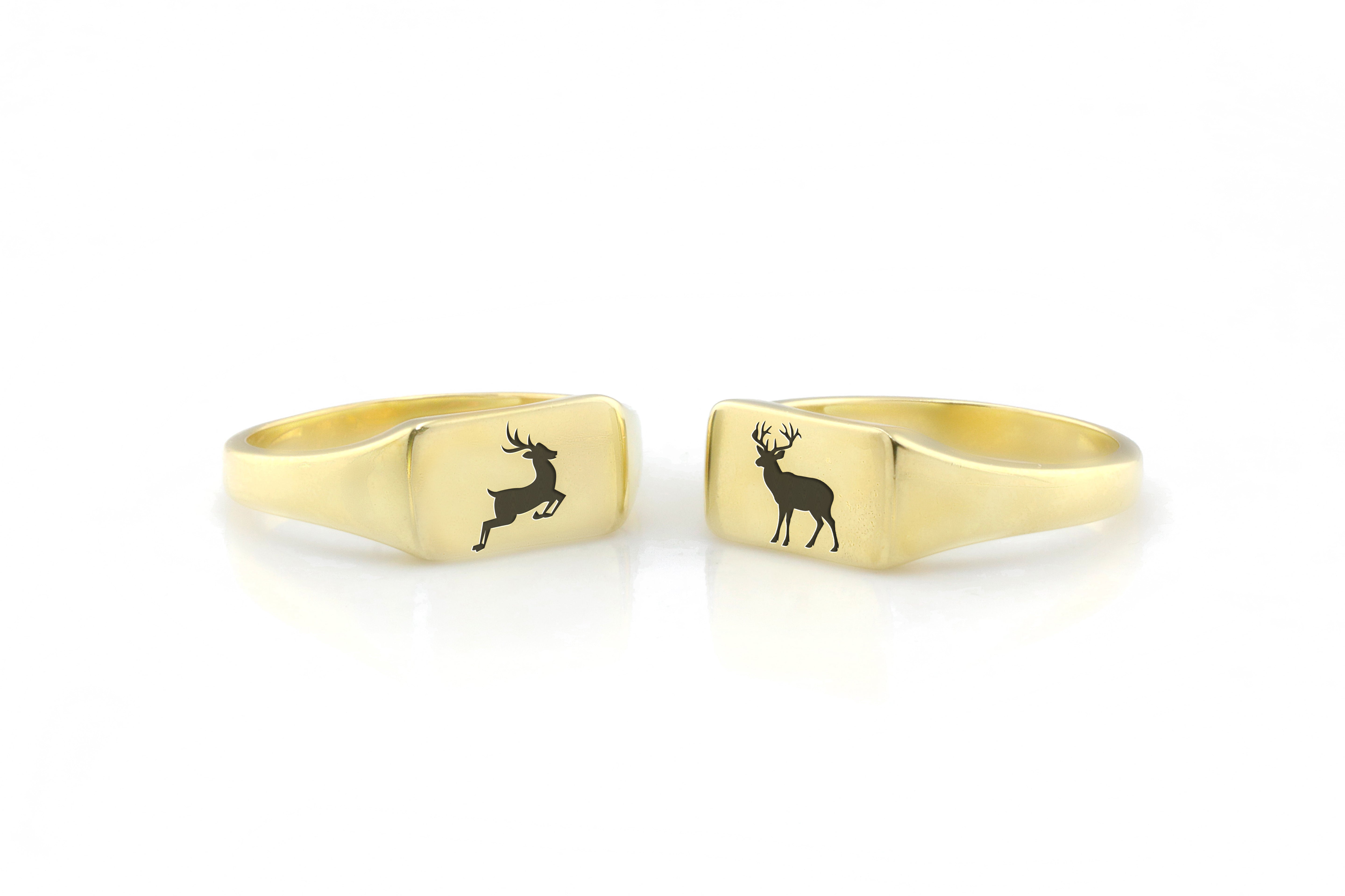 Gold Deer Signet Ring