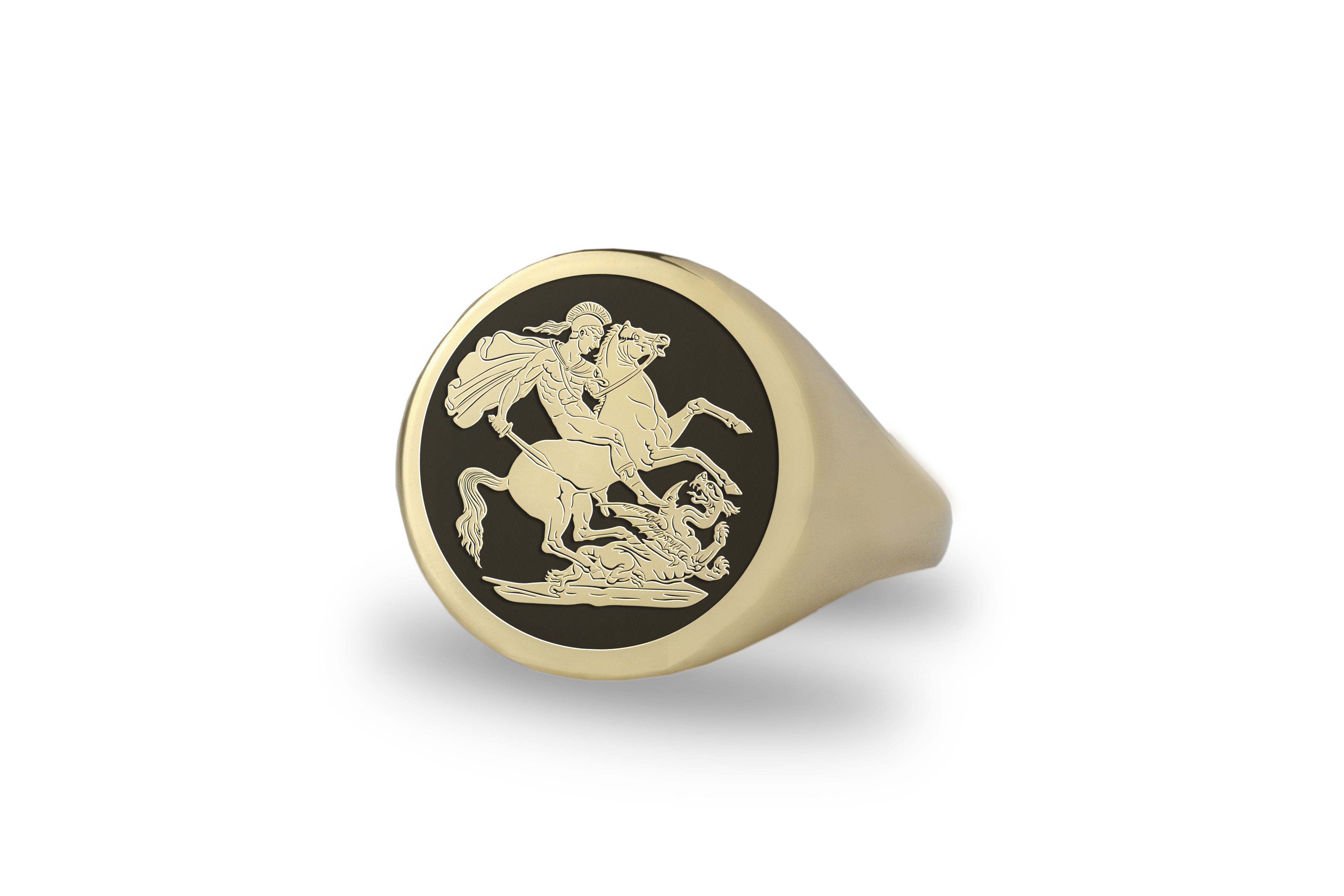 14k Gold Knight Embossed Ring