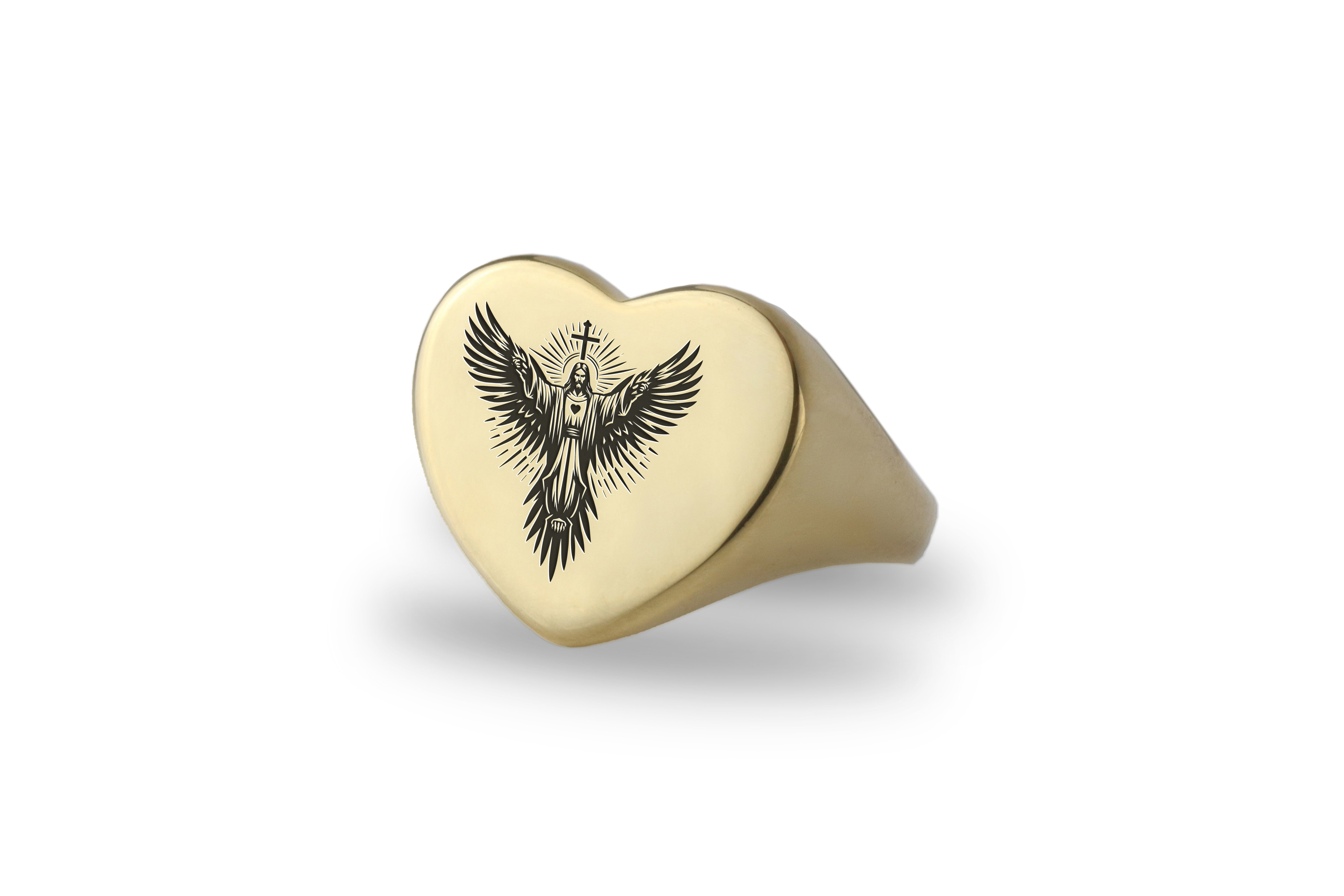Engraved Jesus Signet Ring
