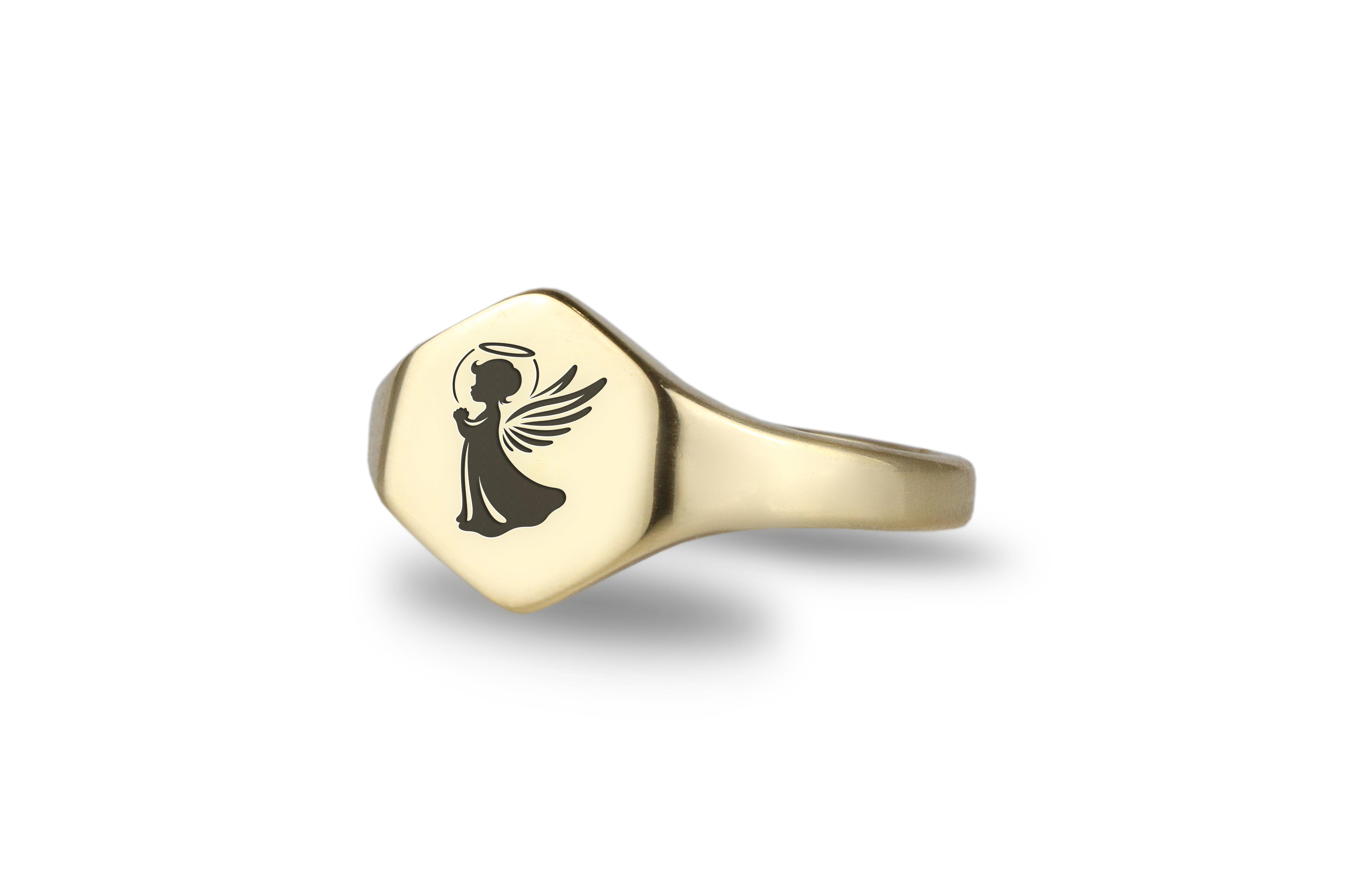 Engraved Cupid Signet Ring