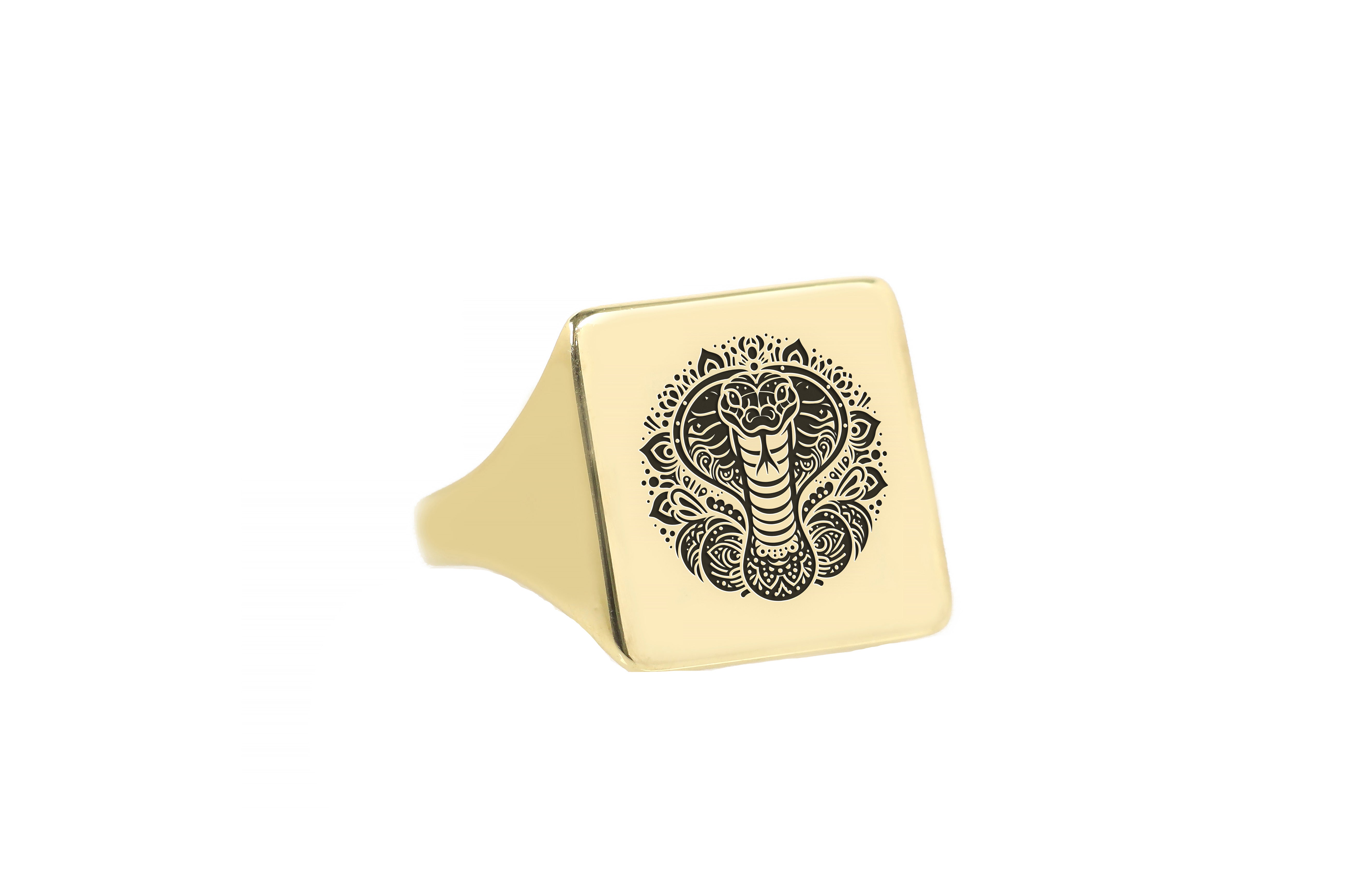 Engraved Snake Signet Ring